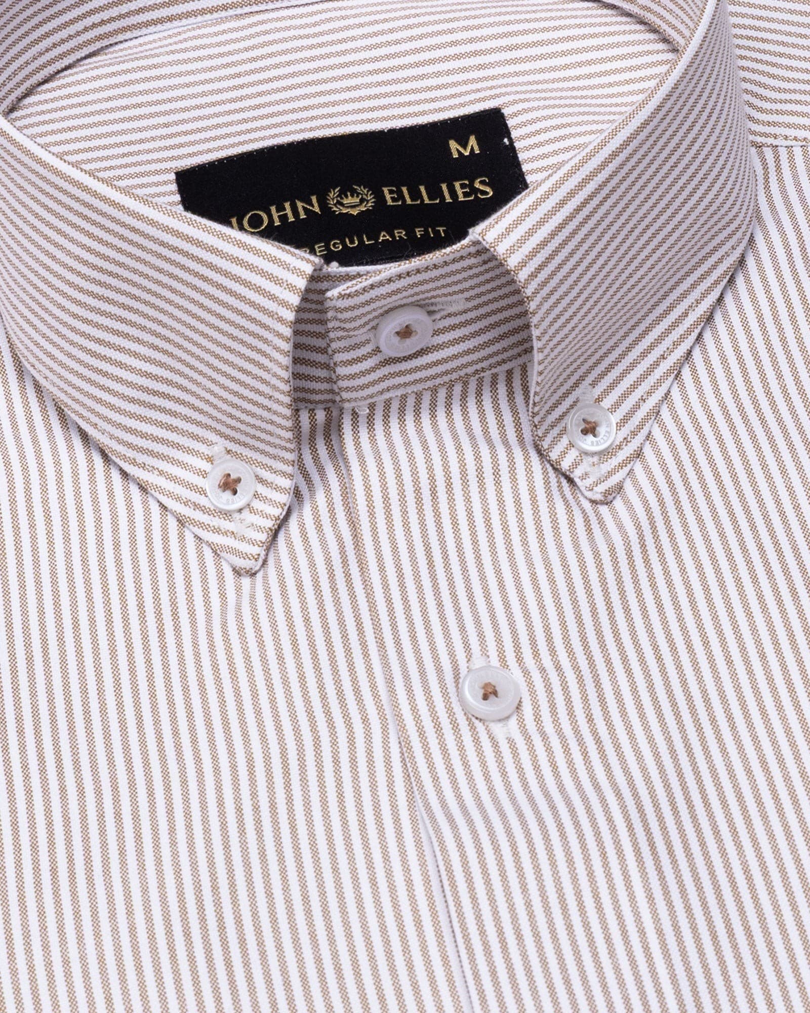Zanrix Brown Stripe Button Down Oxford Cotton Shirt