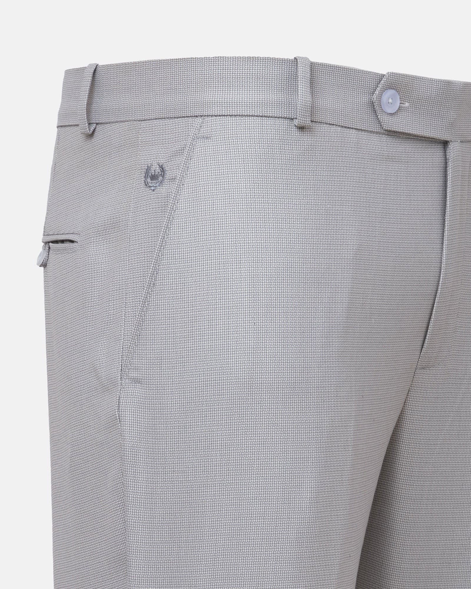 Mance Silver Textured Formal Cotton Pant