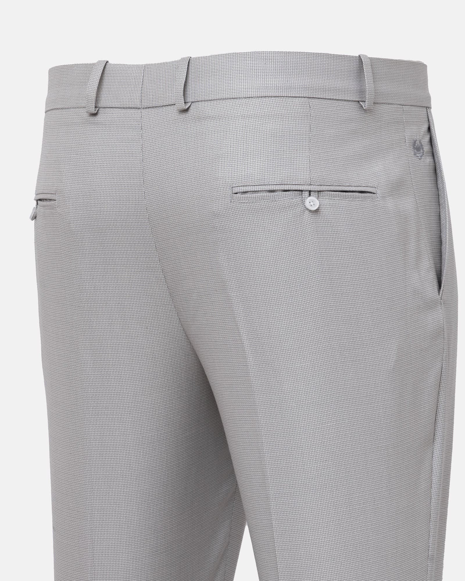 Mance Silver Textured Formal Cotton Pant