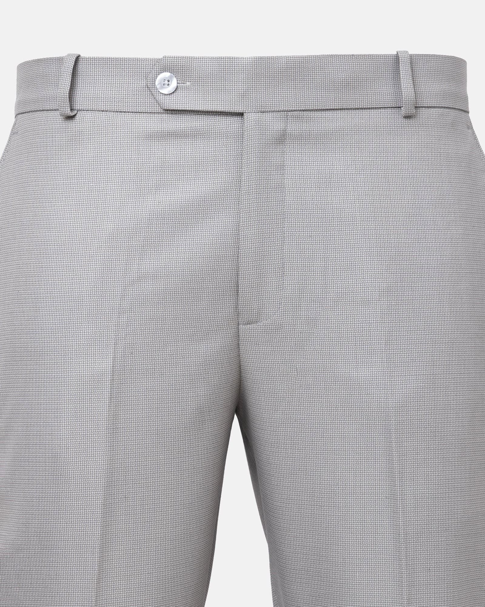 Mance Silver Textured Formal Cotton Pant