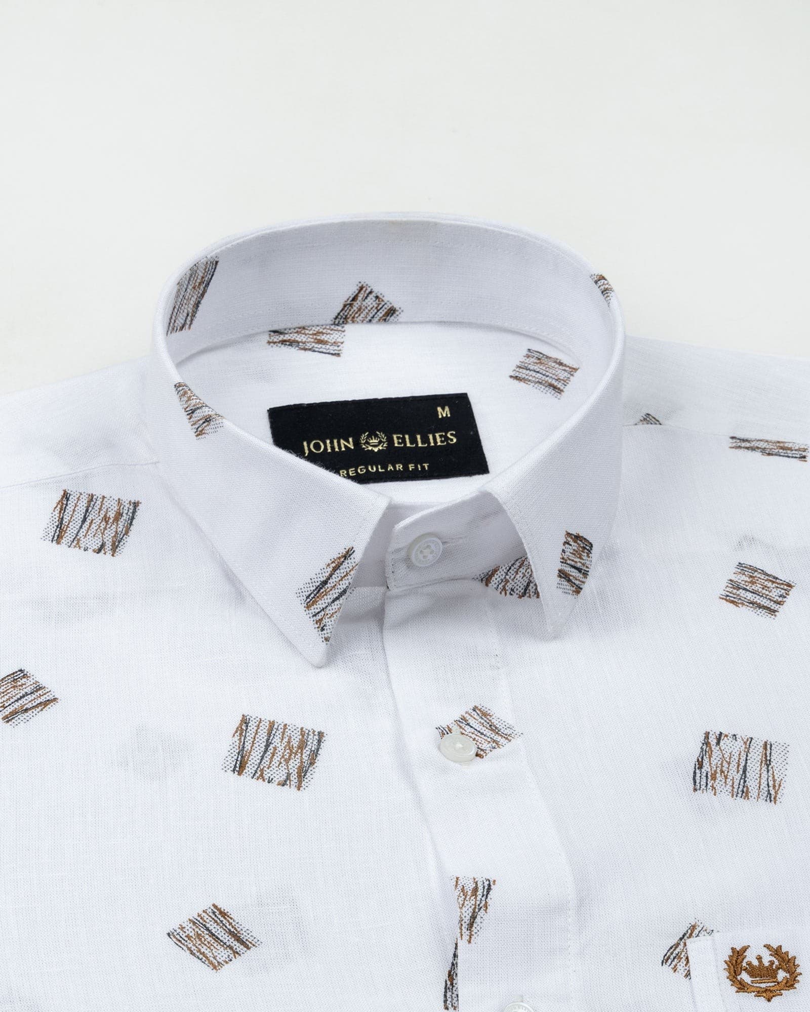 Celith White Scribble Linen Printed Shirt