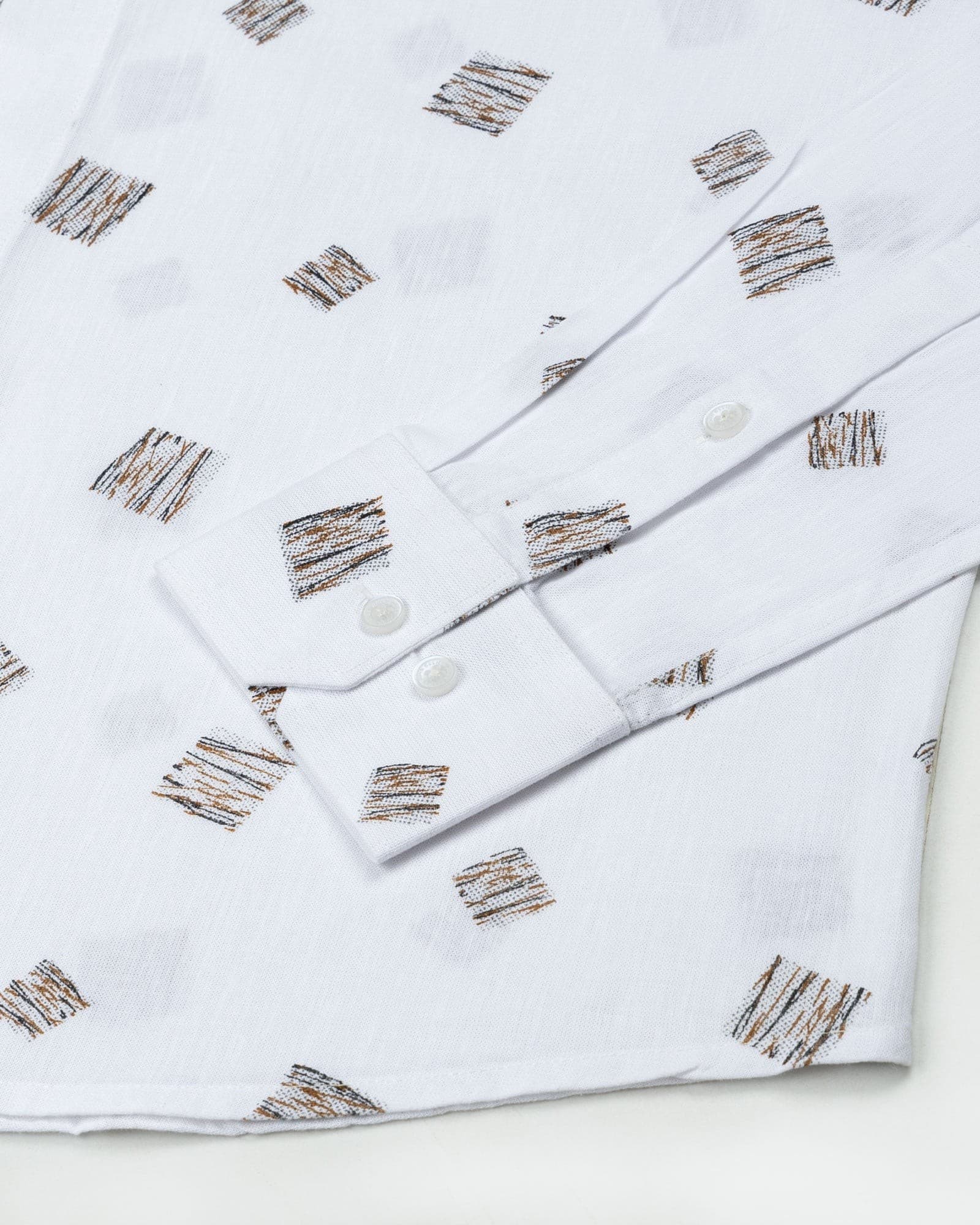Celith White Scribble Linen Printed Shirt