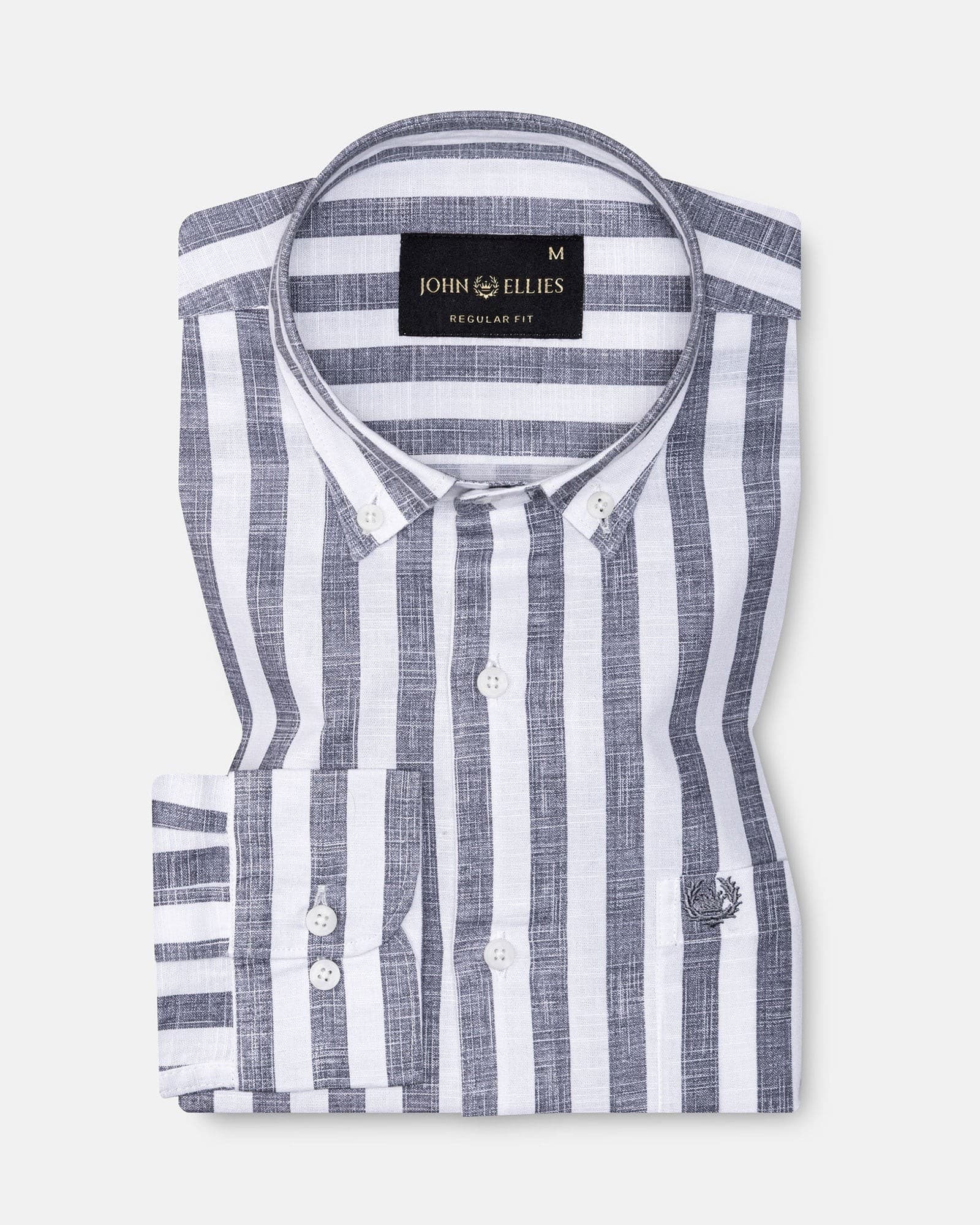 Mersin Black Stripe Button Down Linen Shirt
