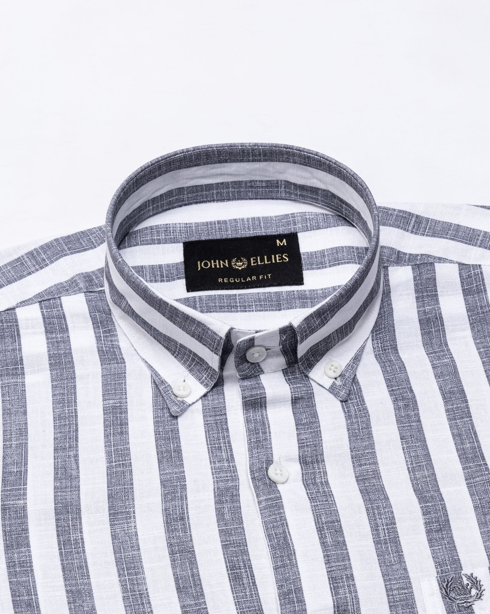 Mersin Black Stripe Button Down Linen Shirt