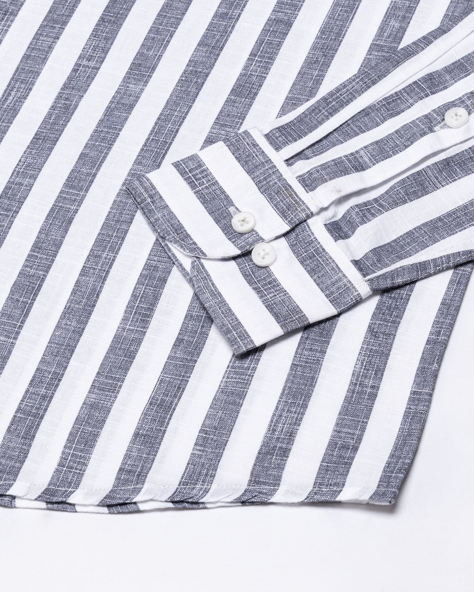 Mersin Black Stripe Button Down Linen Shirt