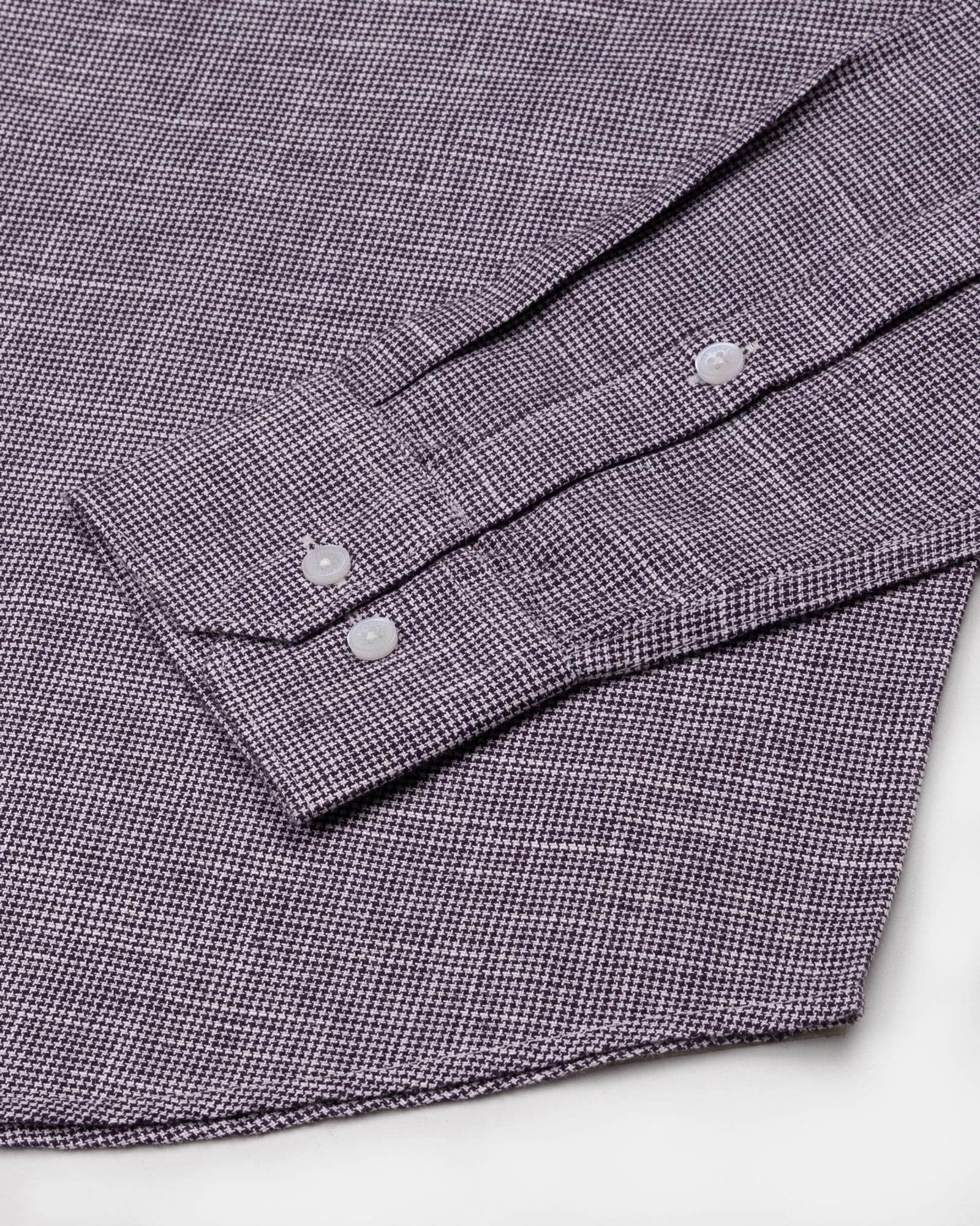 Zinots Purple Houndstooth Check Button Down Linen Shirt