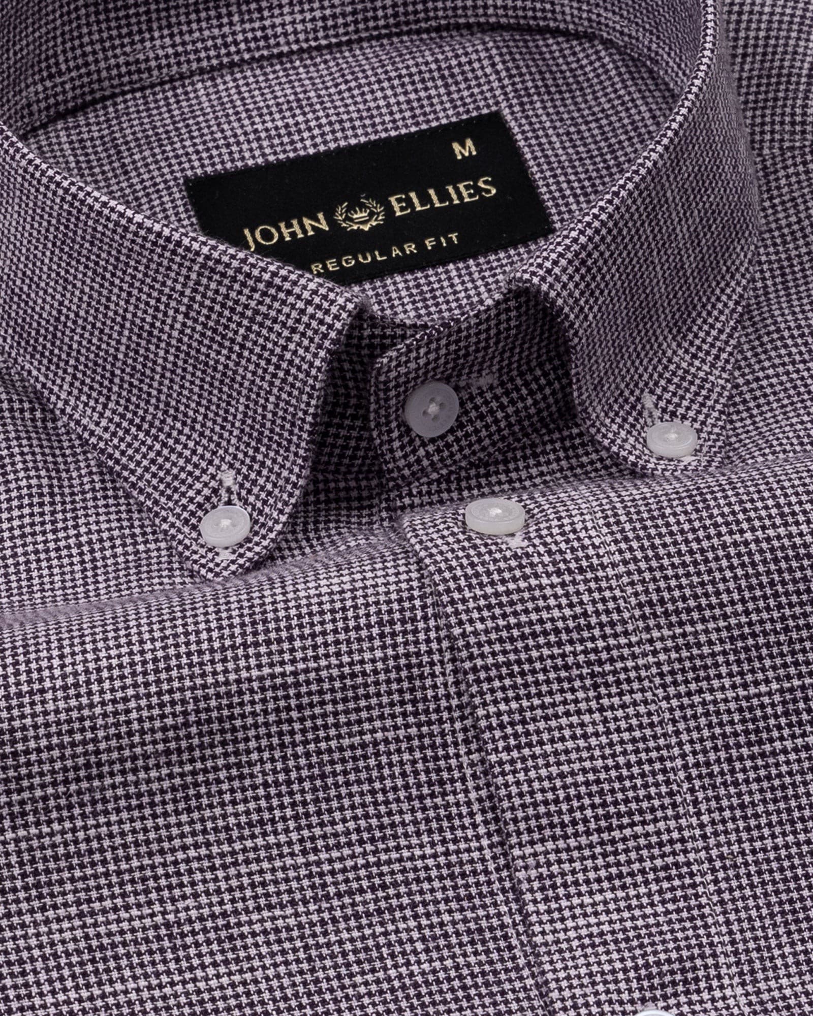 Zinots Purple Houndstooth Check Button Down Linen Shirt
