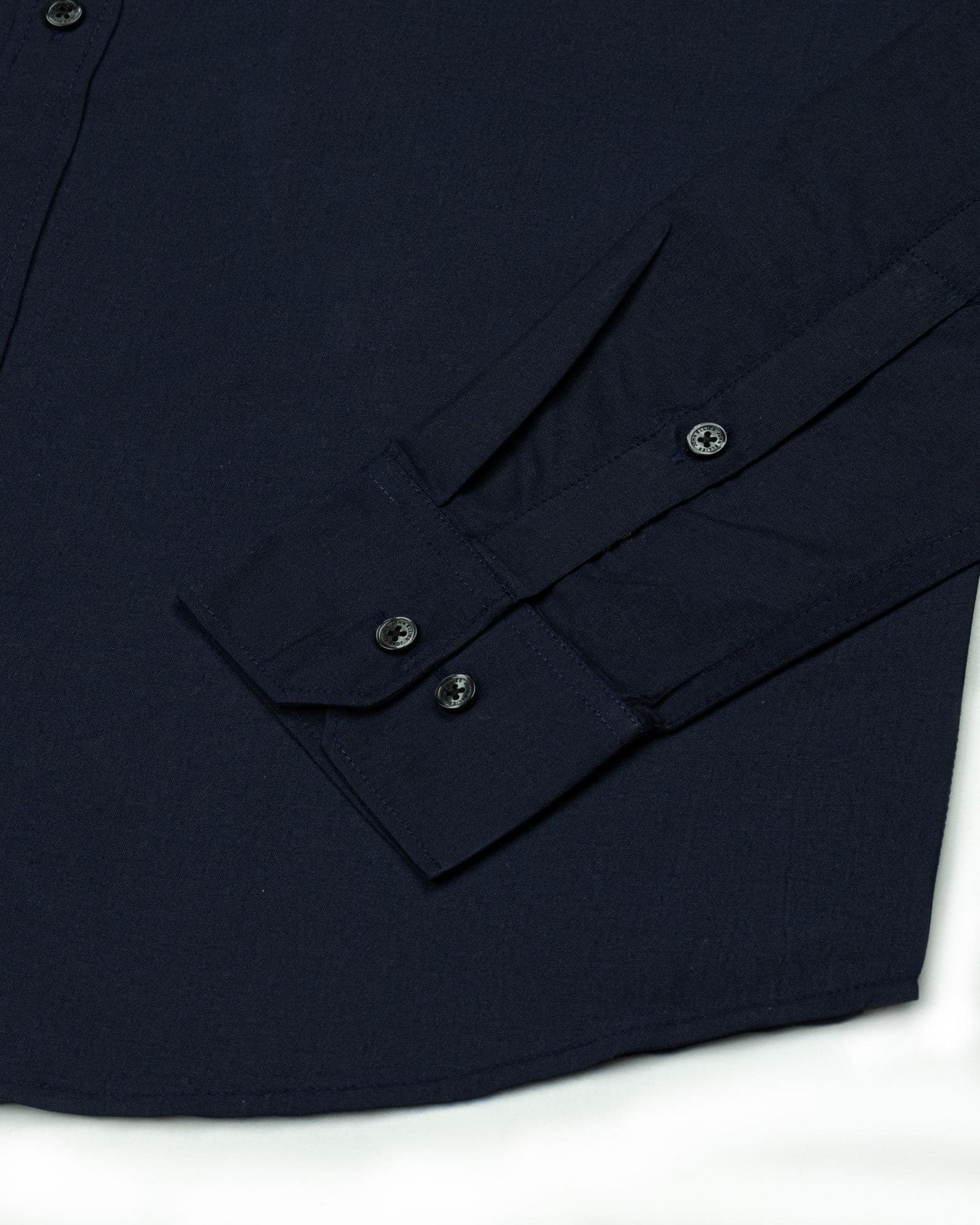 Monza Navy Blue Plain Button Down Polyester Shirt