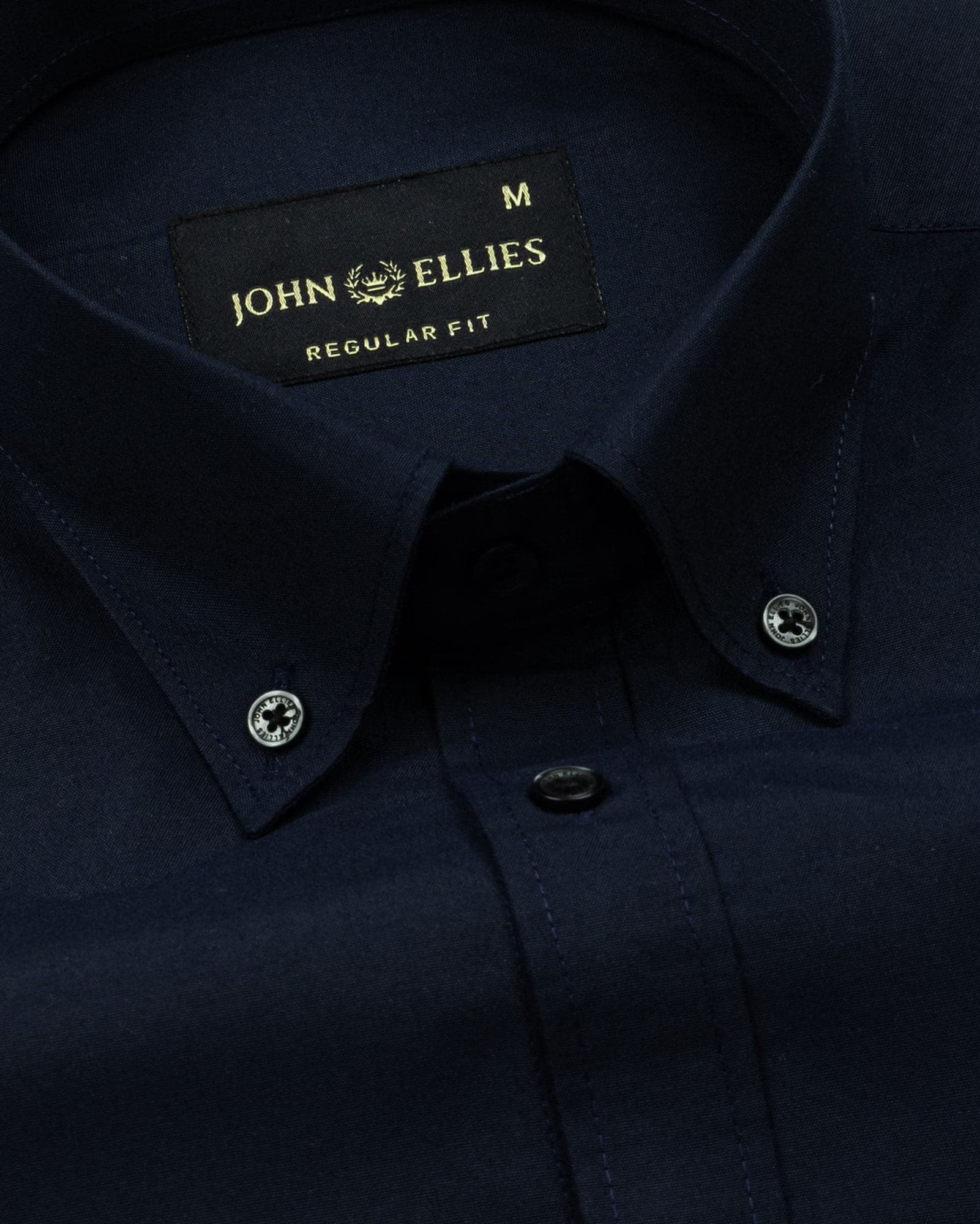 Monza Navy Blue Plain Button Down Polyester Shirt