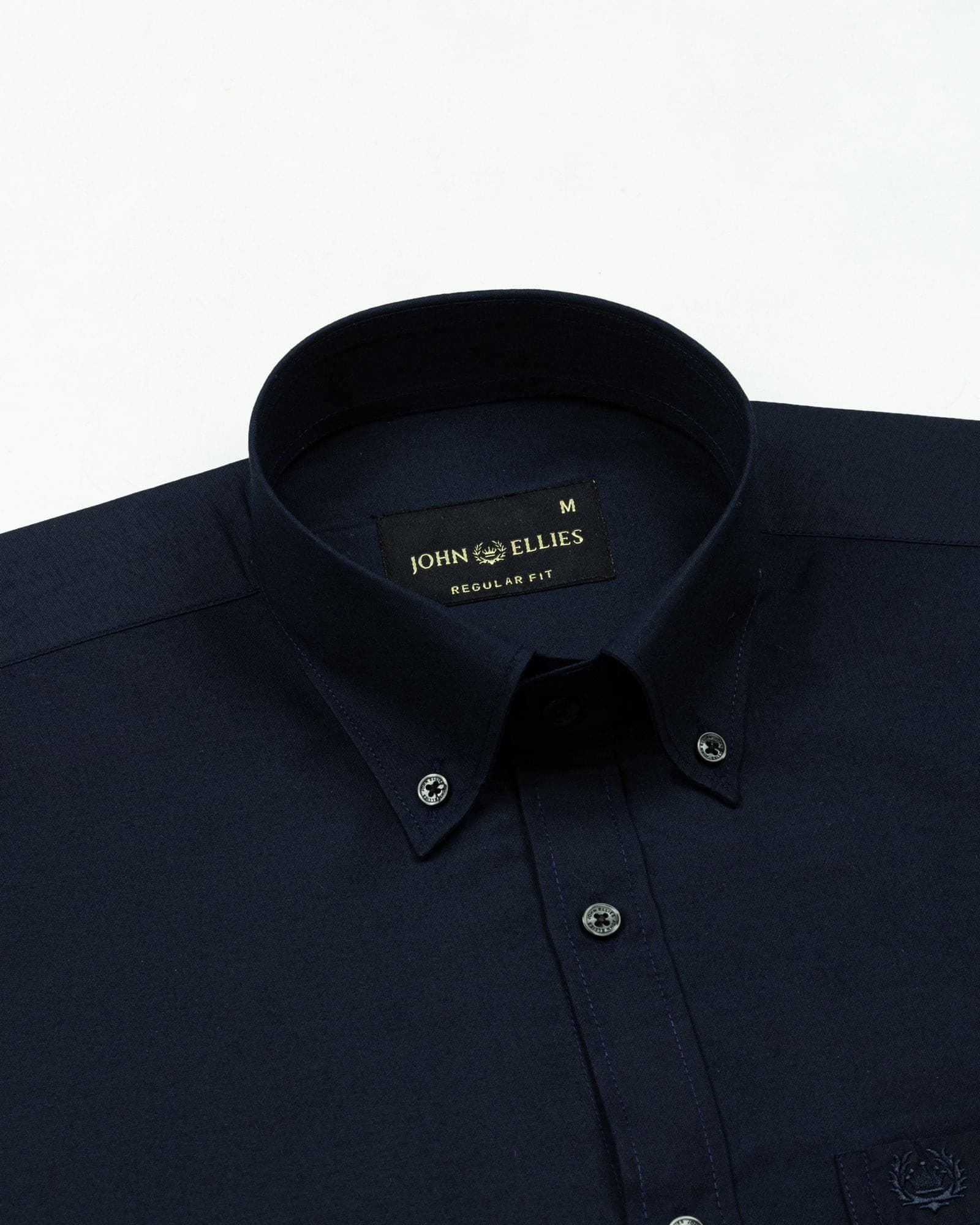 Monza Navy Blue Plain Button Down Polyester Shirt