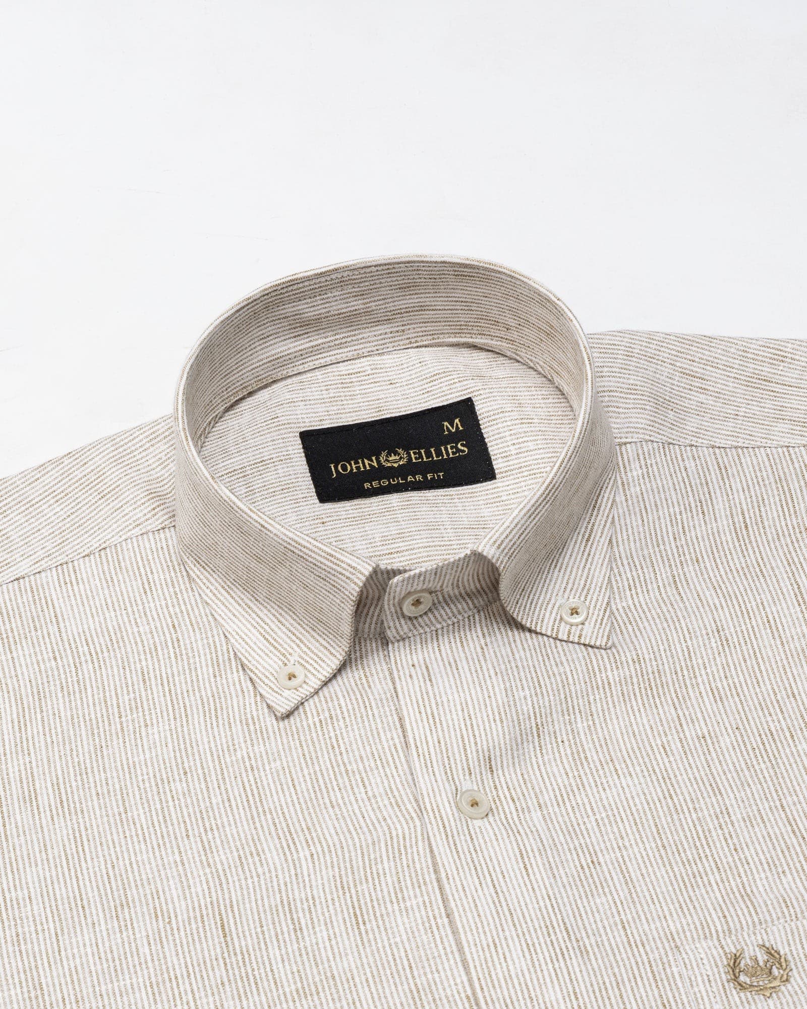 Macbeth Brown Stripe Button Down Linen Shirt