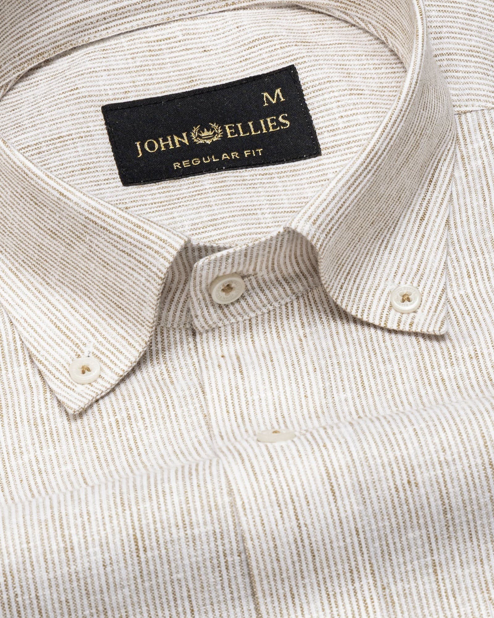 Macbeth Brown Stripe Button Down Linen Shirt