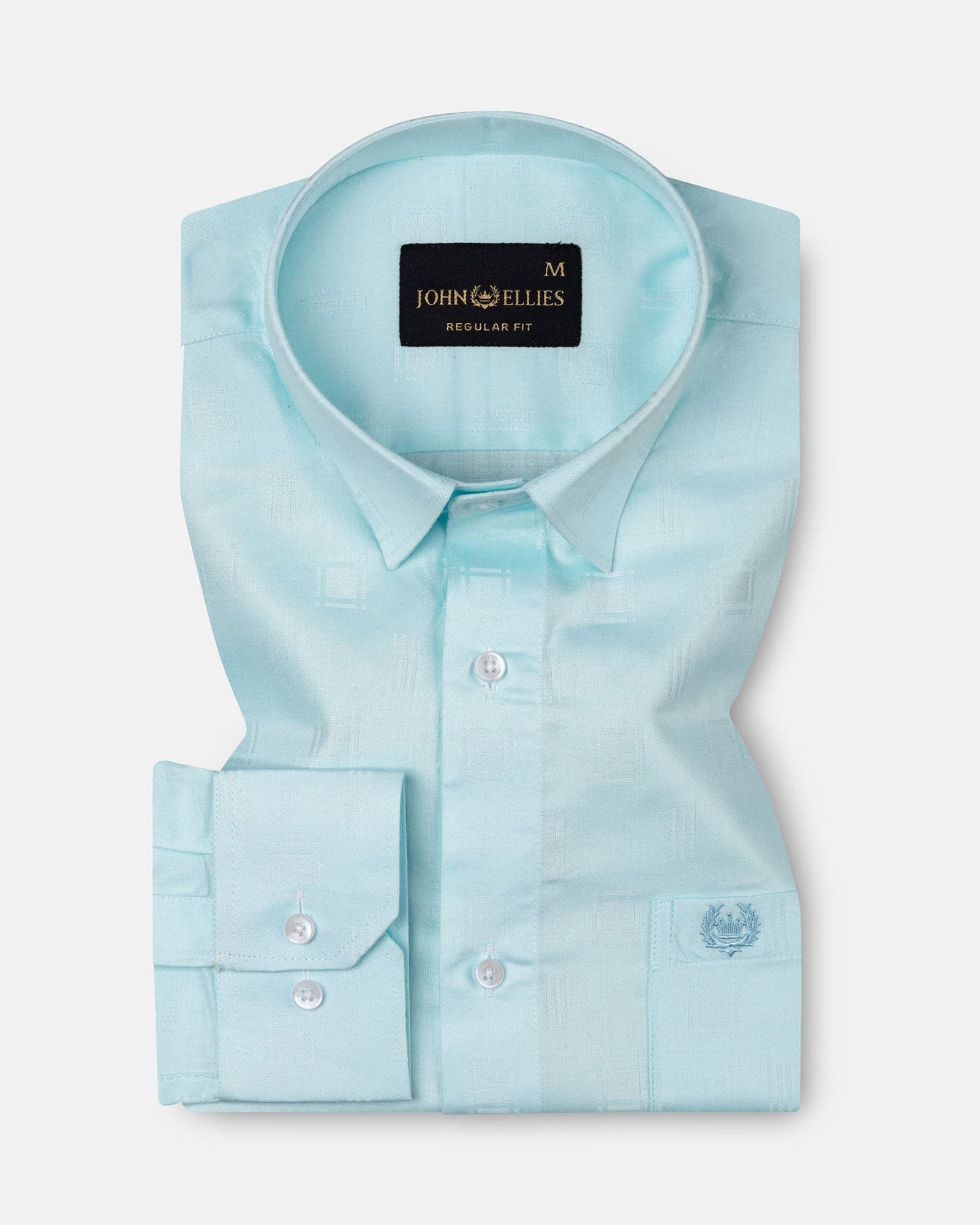 Agnes Cyan Textured Cotton Shirt