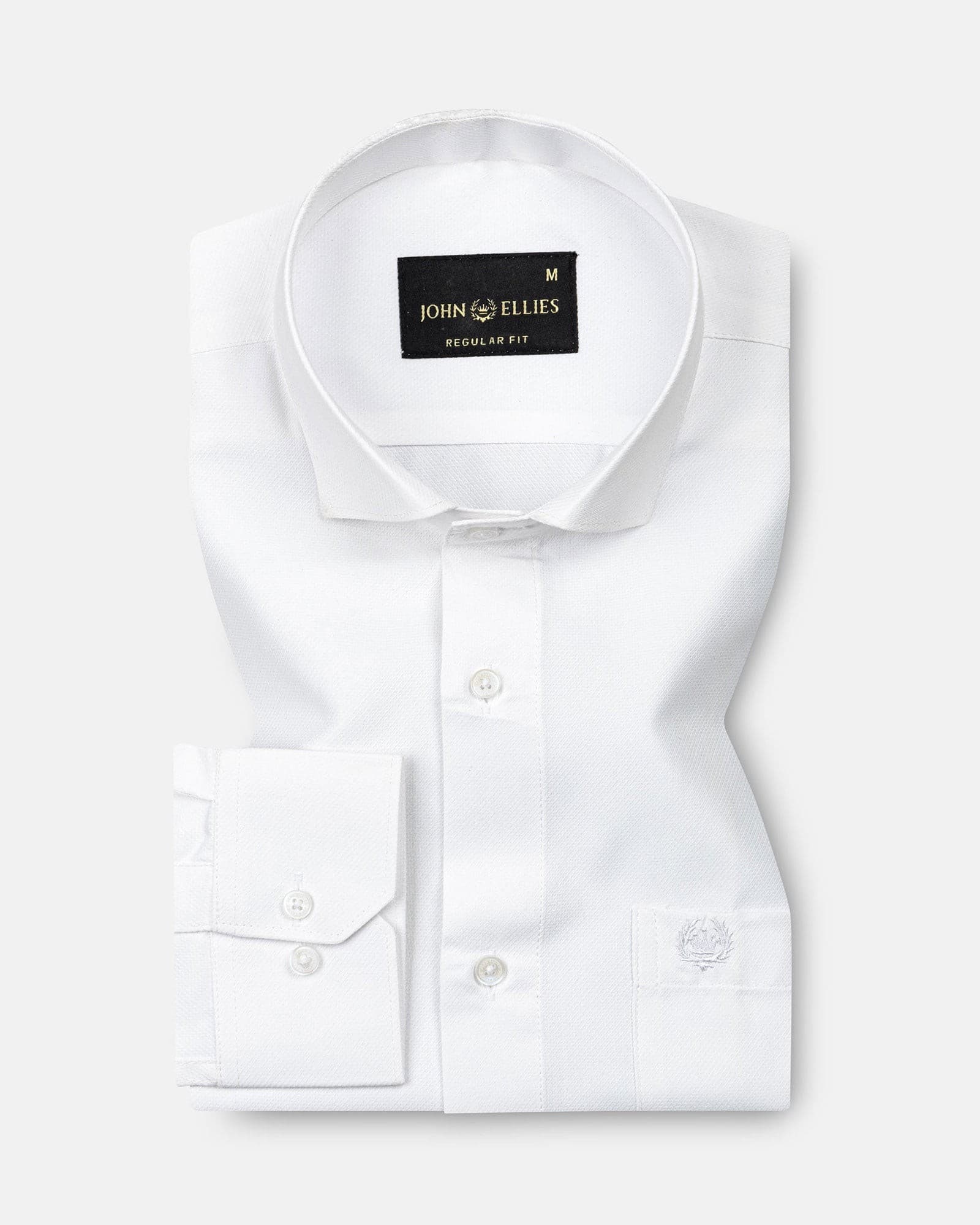 Marcell White Textured Cutaway Cotton Shirt