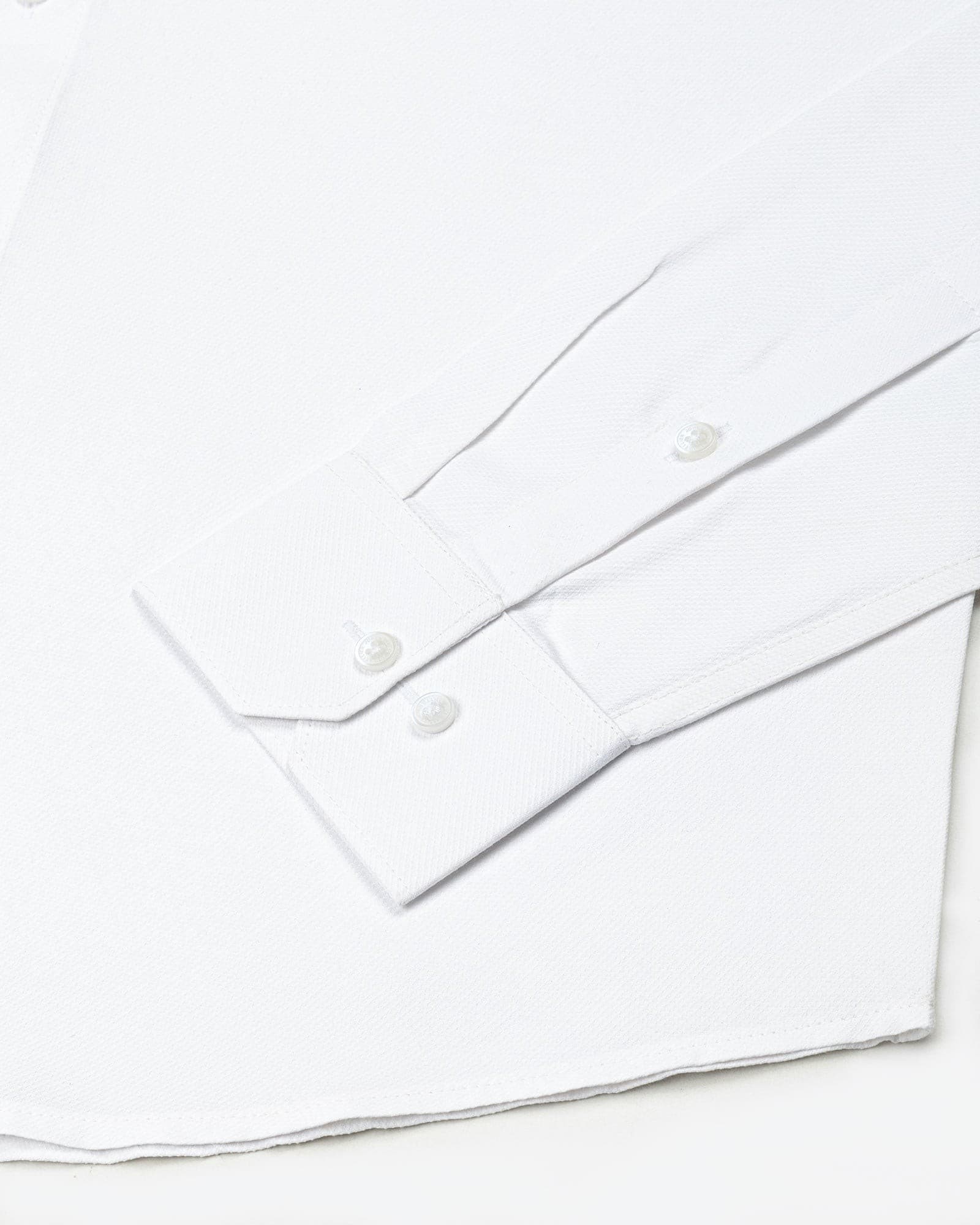 Marcell White Textured Cutaway Cotton Shirt