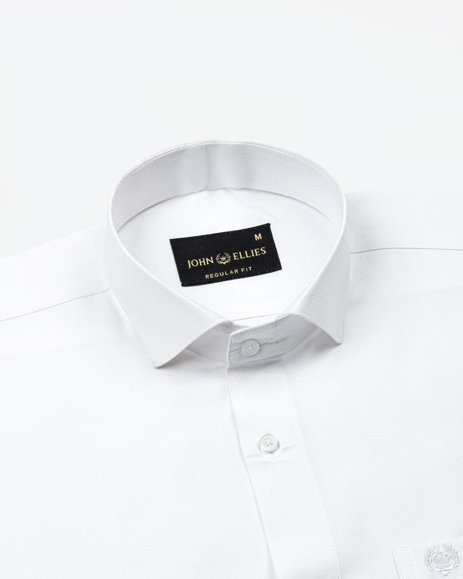 Marcell White Textured Cutaway Cotton Shirt