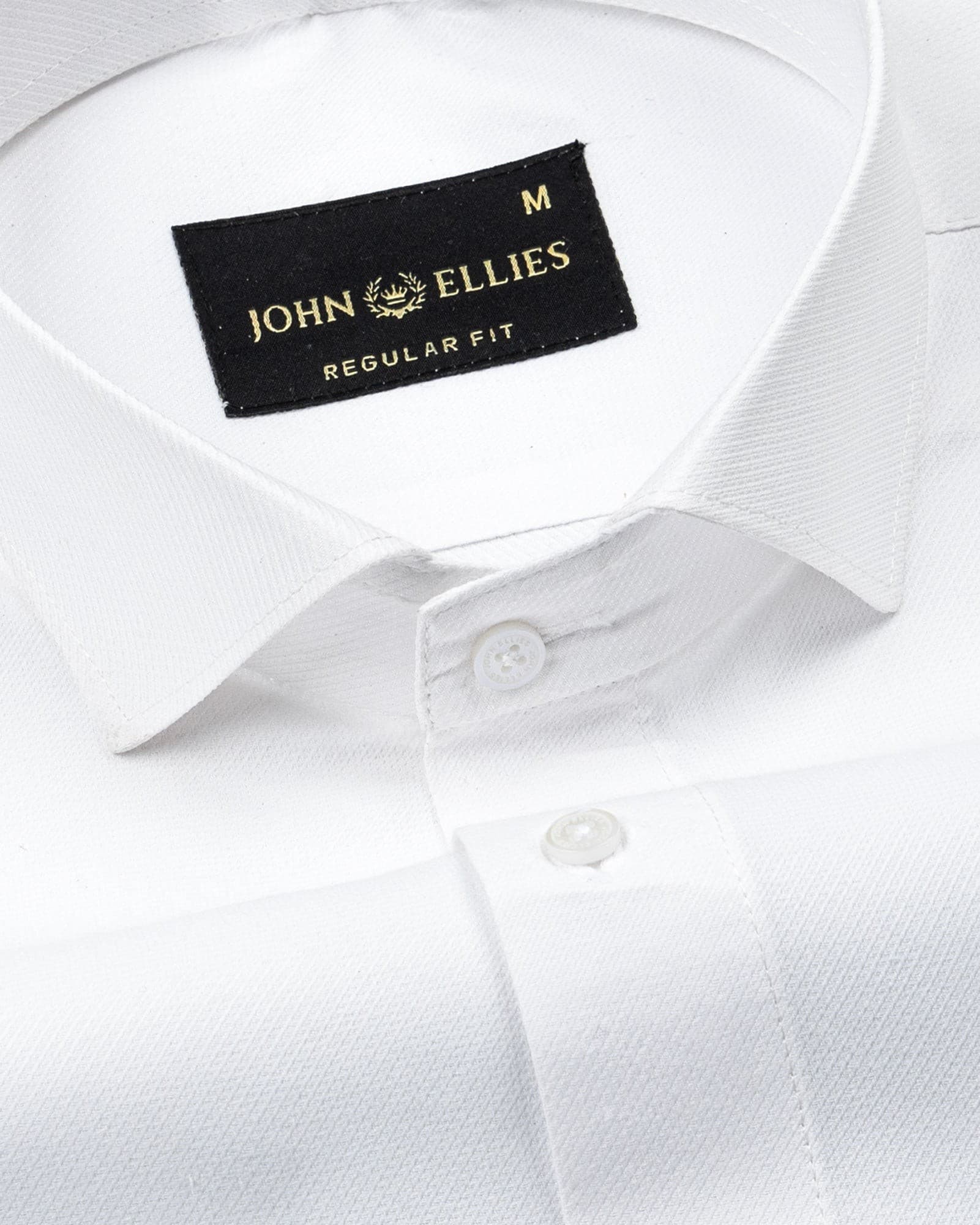 Marcell White Textured Cutaway Cotton Shirt