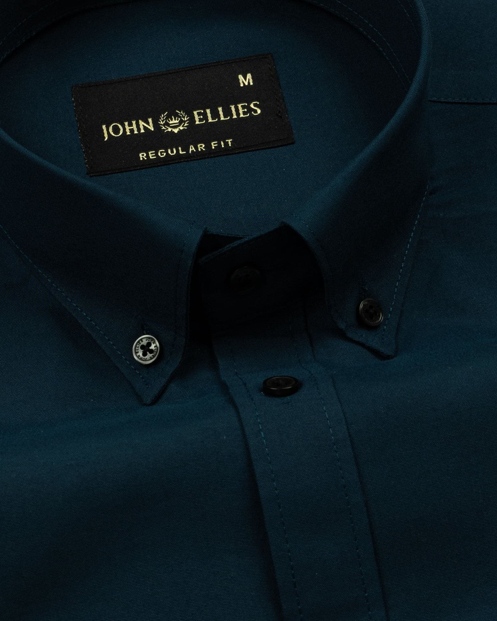 Monza Teal Plain Button Down Polyester Shirt