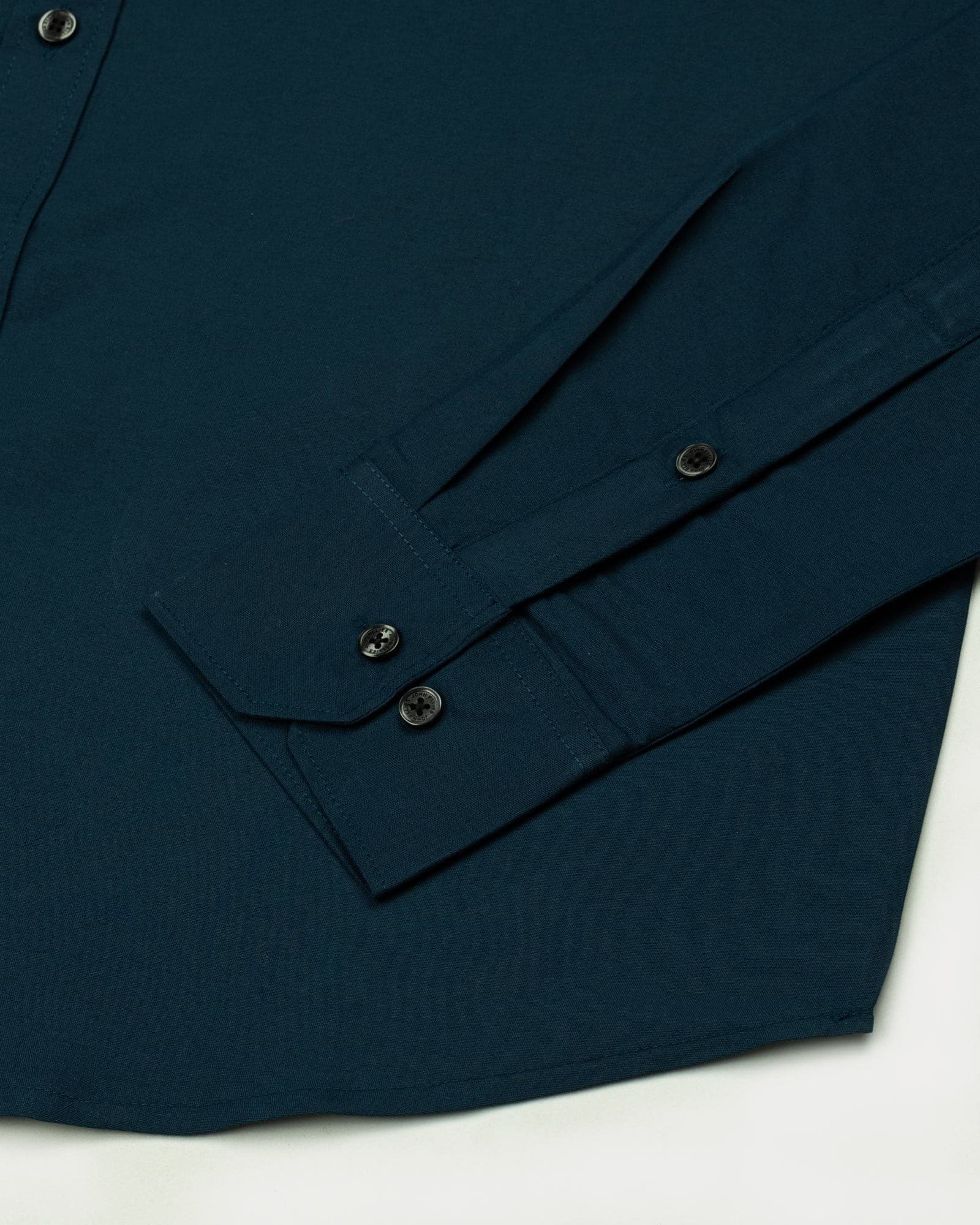 Monza Teal Plain Button Down Polyester Shirt