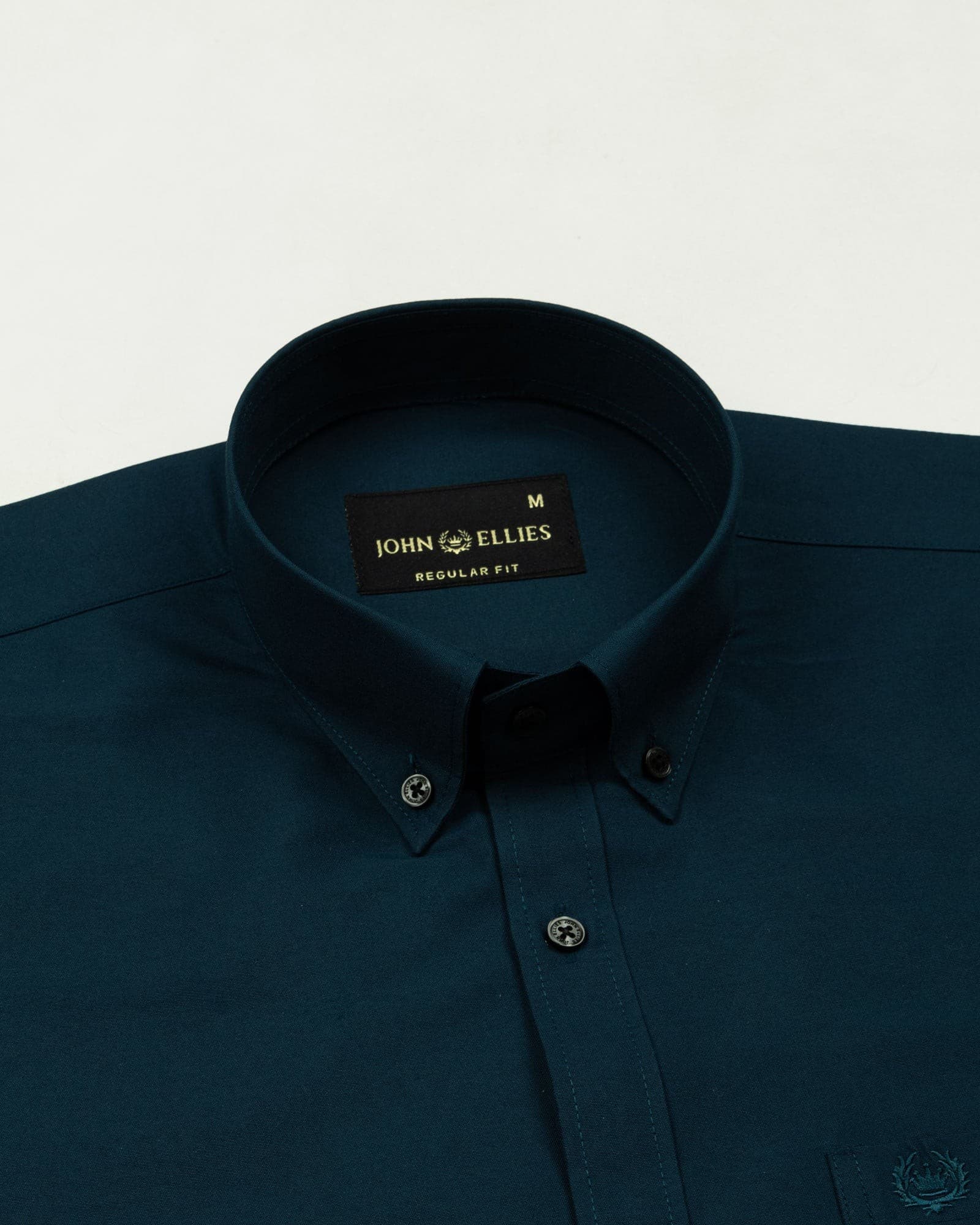 Monza Teal Plain Button Down Polyester Shirt