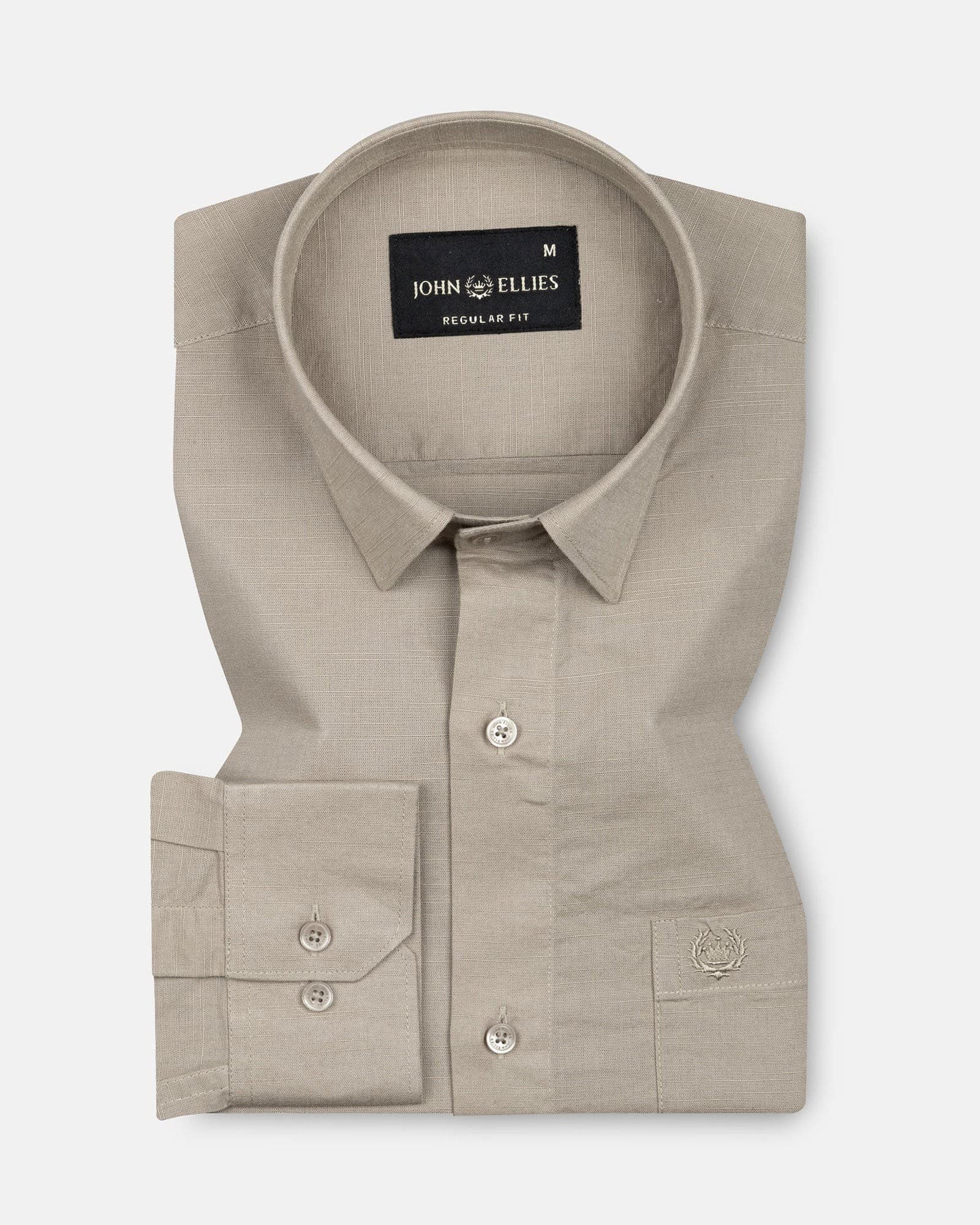 Amess Tan Plain Linen Shirt