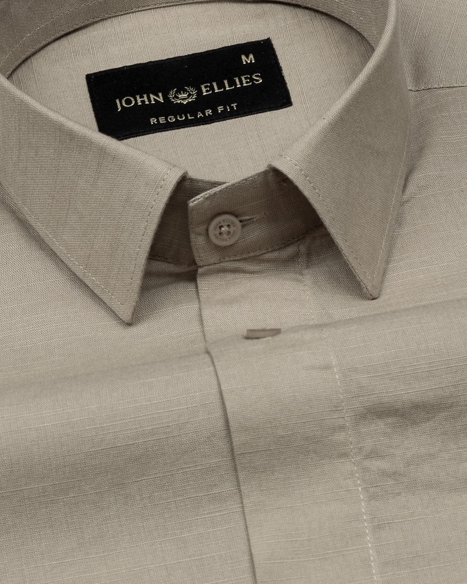 Amess Tan Plain Linen Shirt