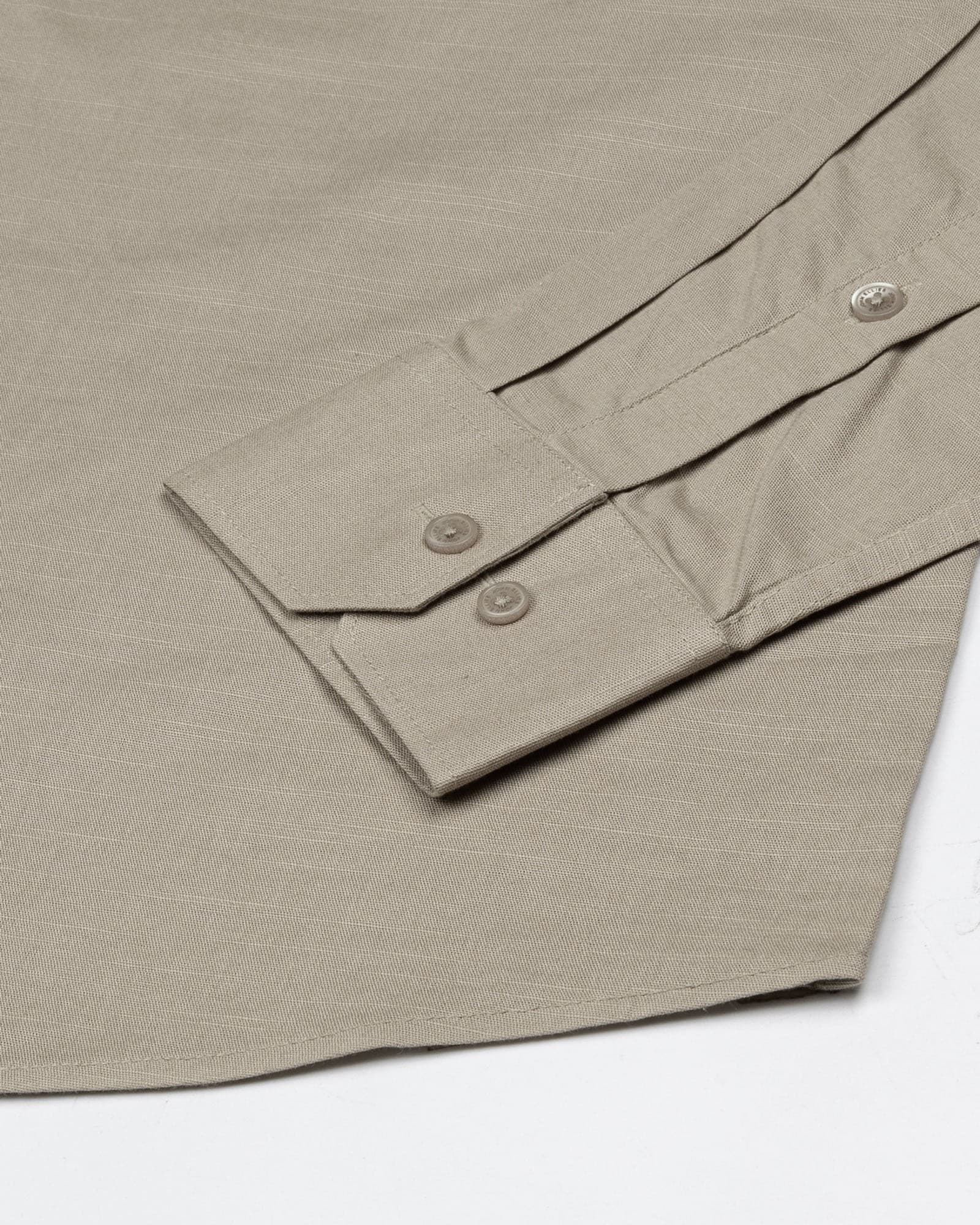 Amess Tan Plain Linen Shirt
