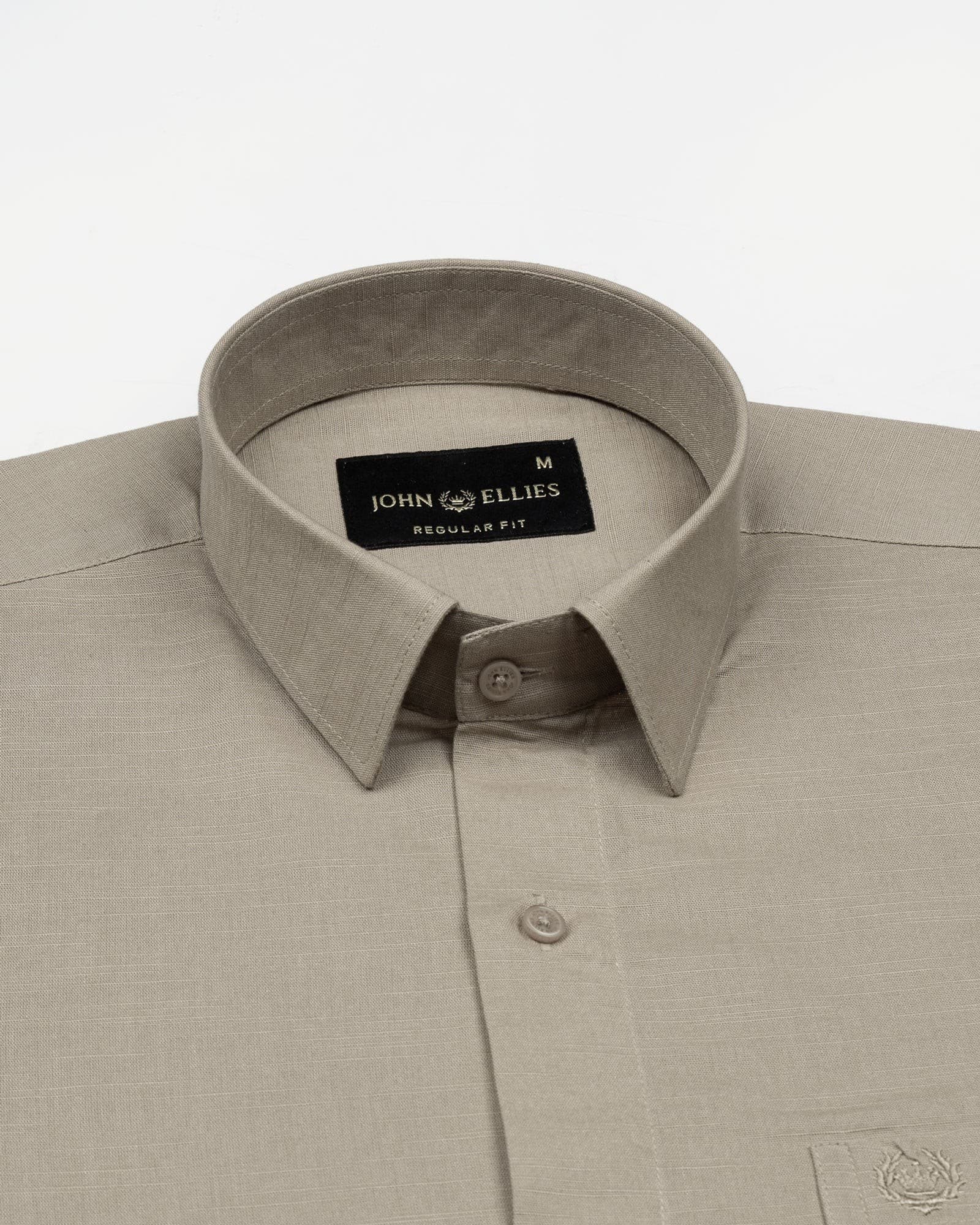 Amess Tan Plain Linen Shirt