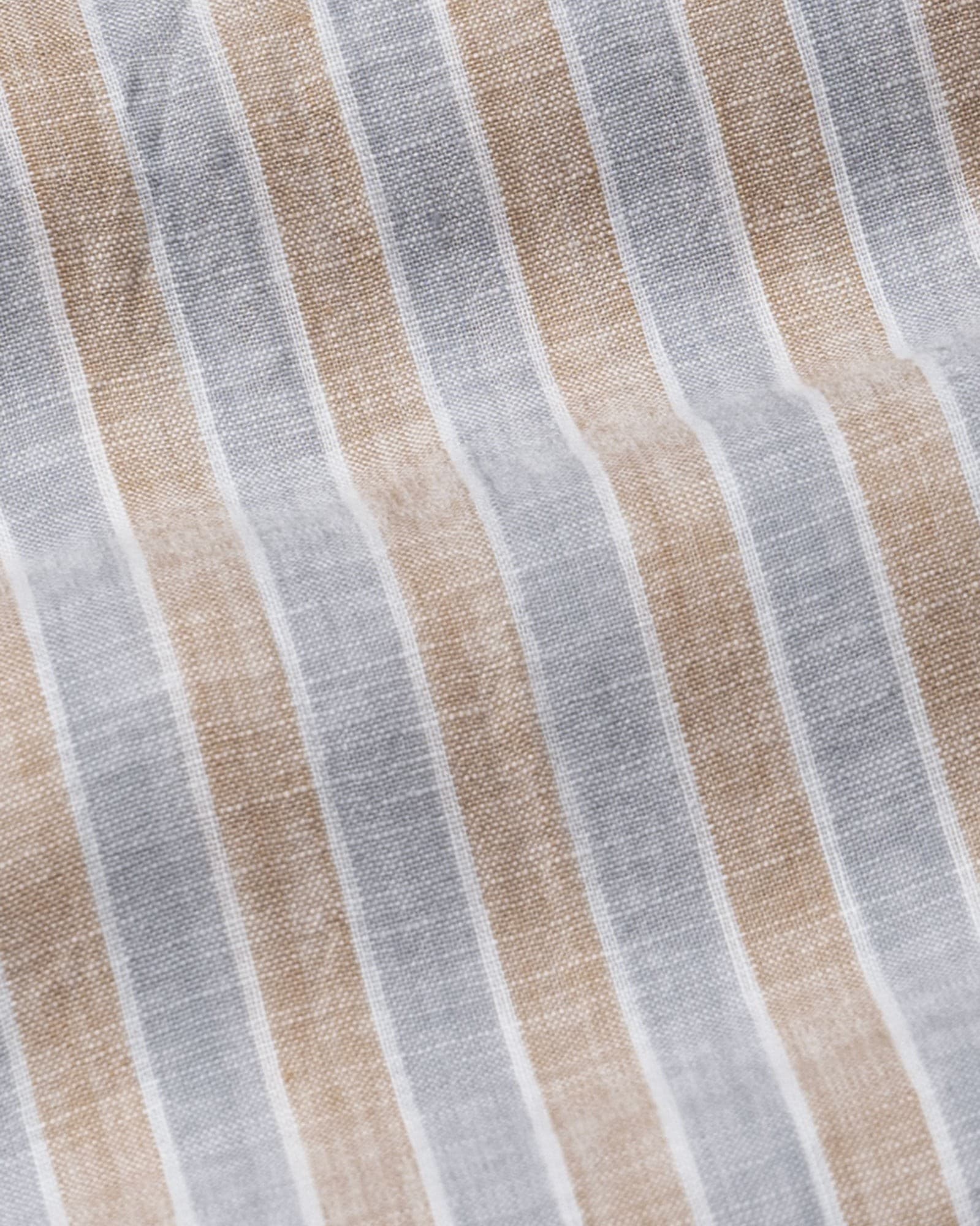 Qevan Grey Stripe Button Down Linen Shirt