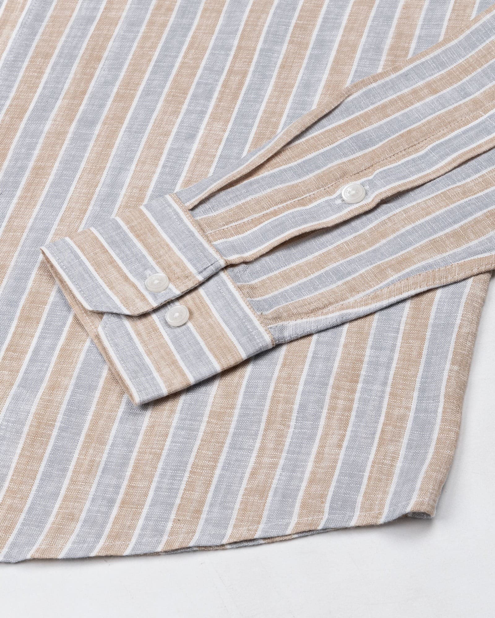 Qevan Grey Stripe Button Down Linen Shirt