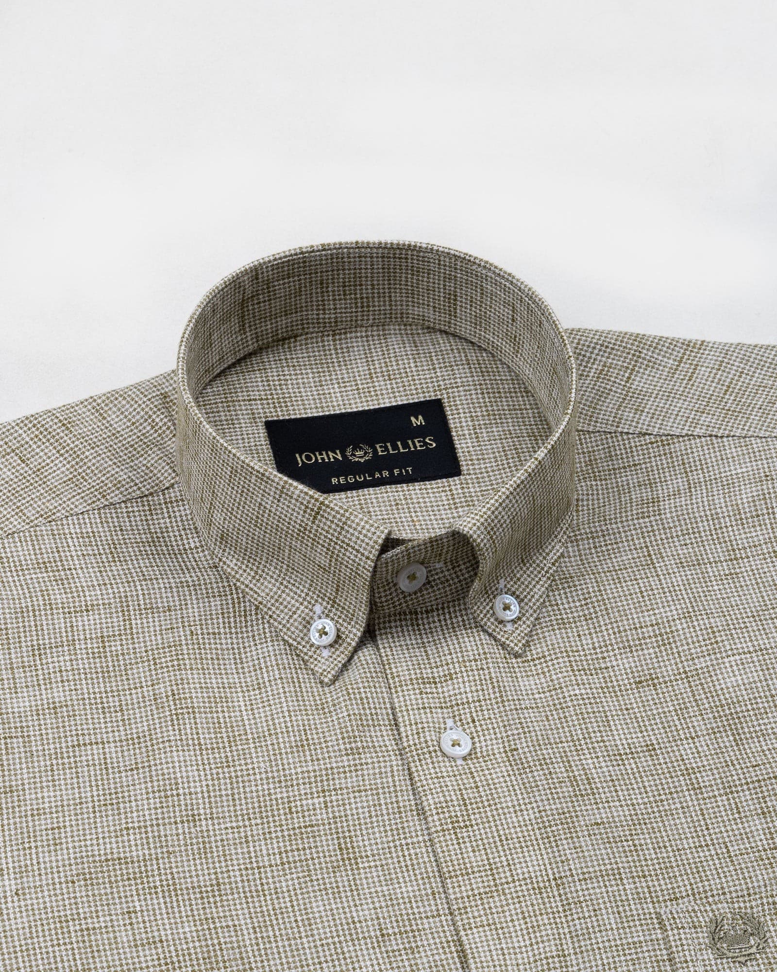 Parcore Olive Check Button Down Linen Cotton Shirt