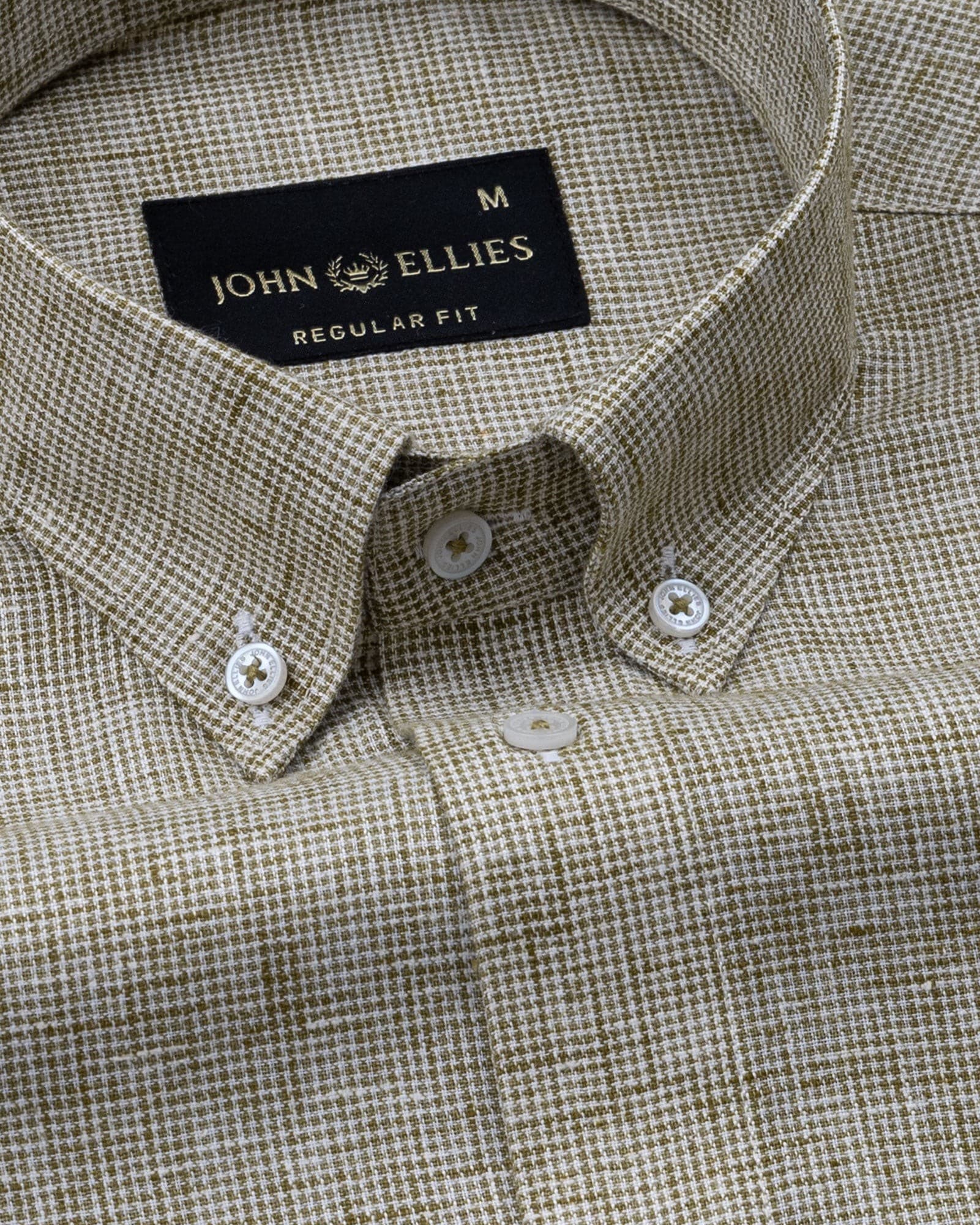 Parcore Olive Check Button Down Linen Cotton Shirt