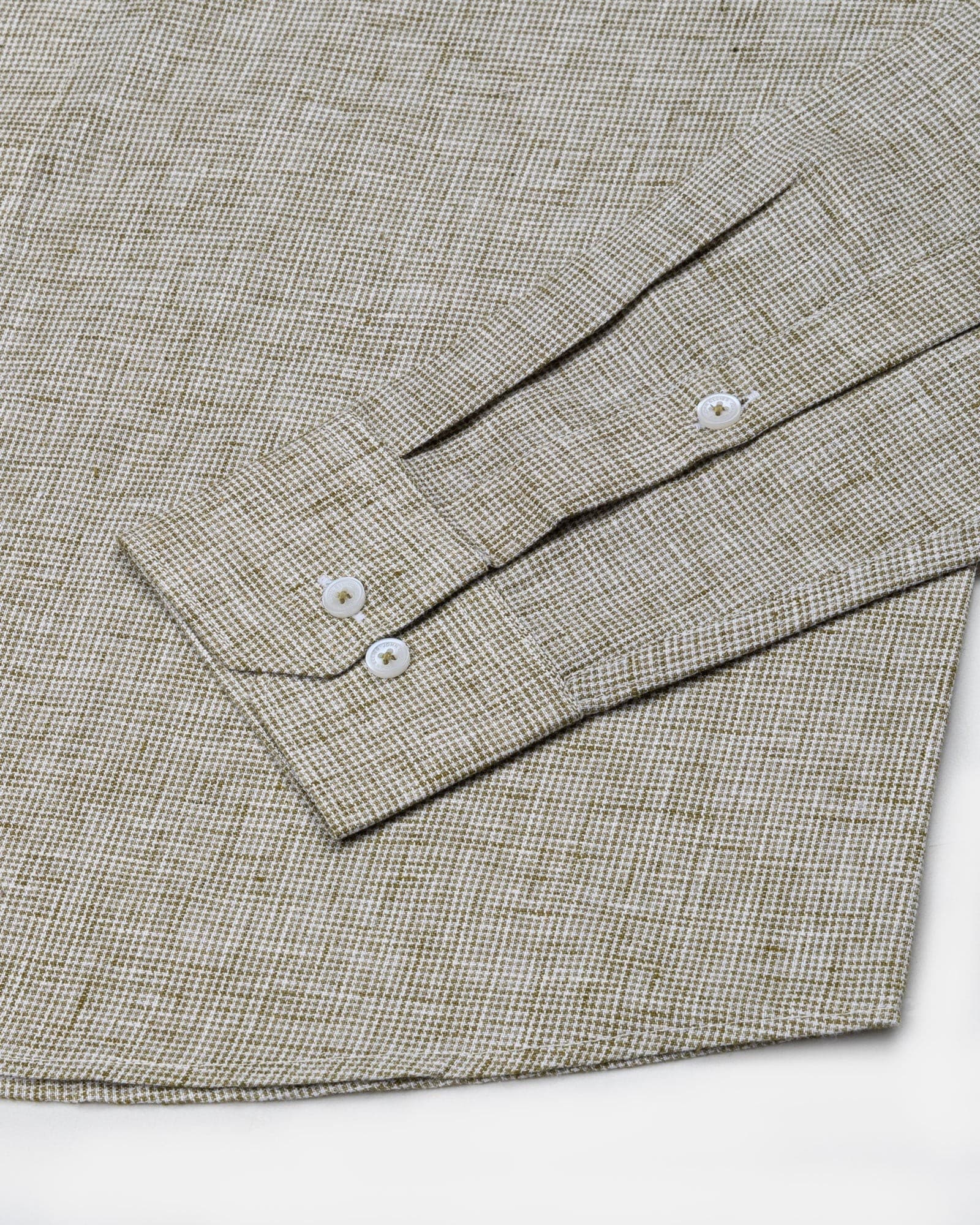 Parcore Olive Check Button Down Linen Cotton Shirt