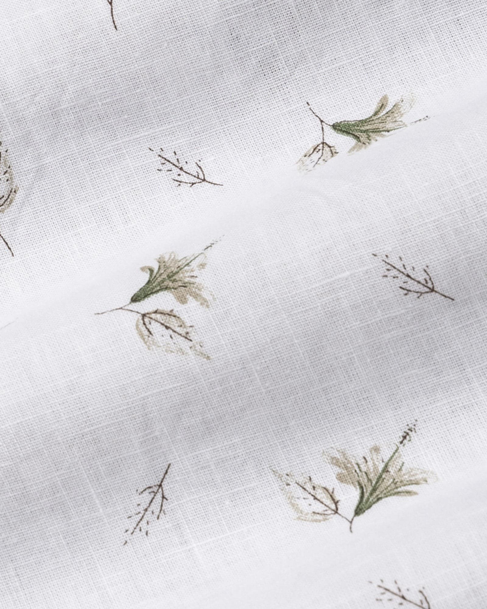Celith White Leaf Linen Printed Shirt