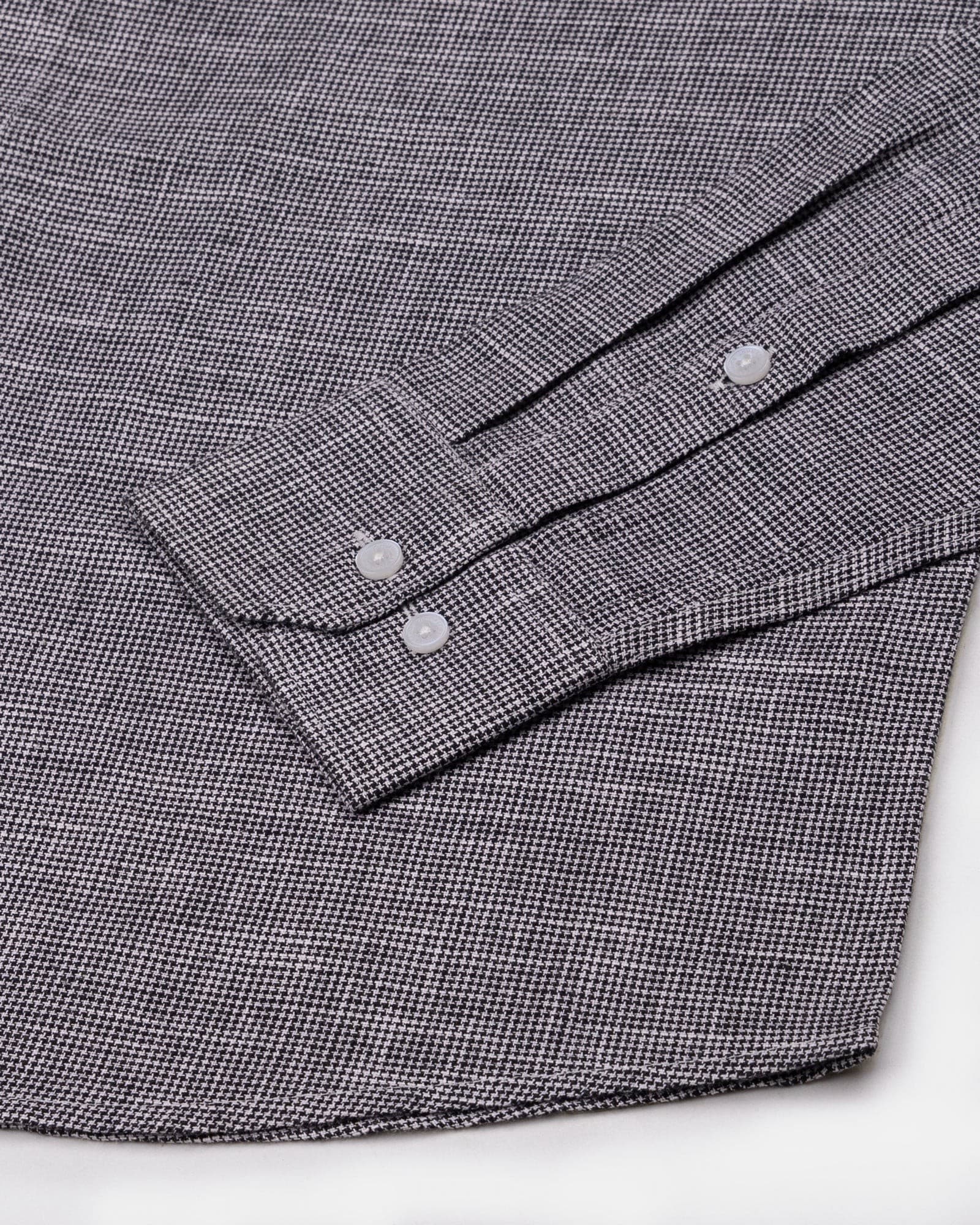 Zinots Black Houndstooth Check Button Down Linen Shirt