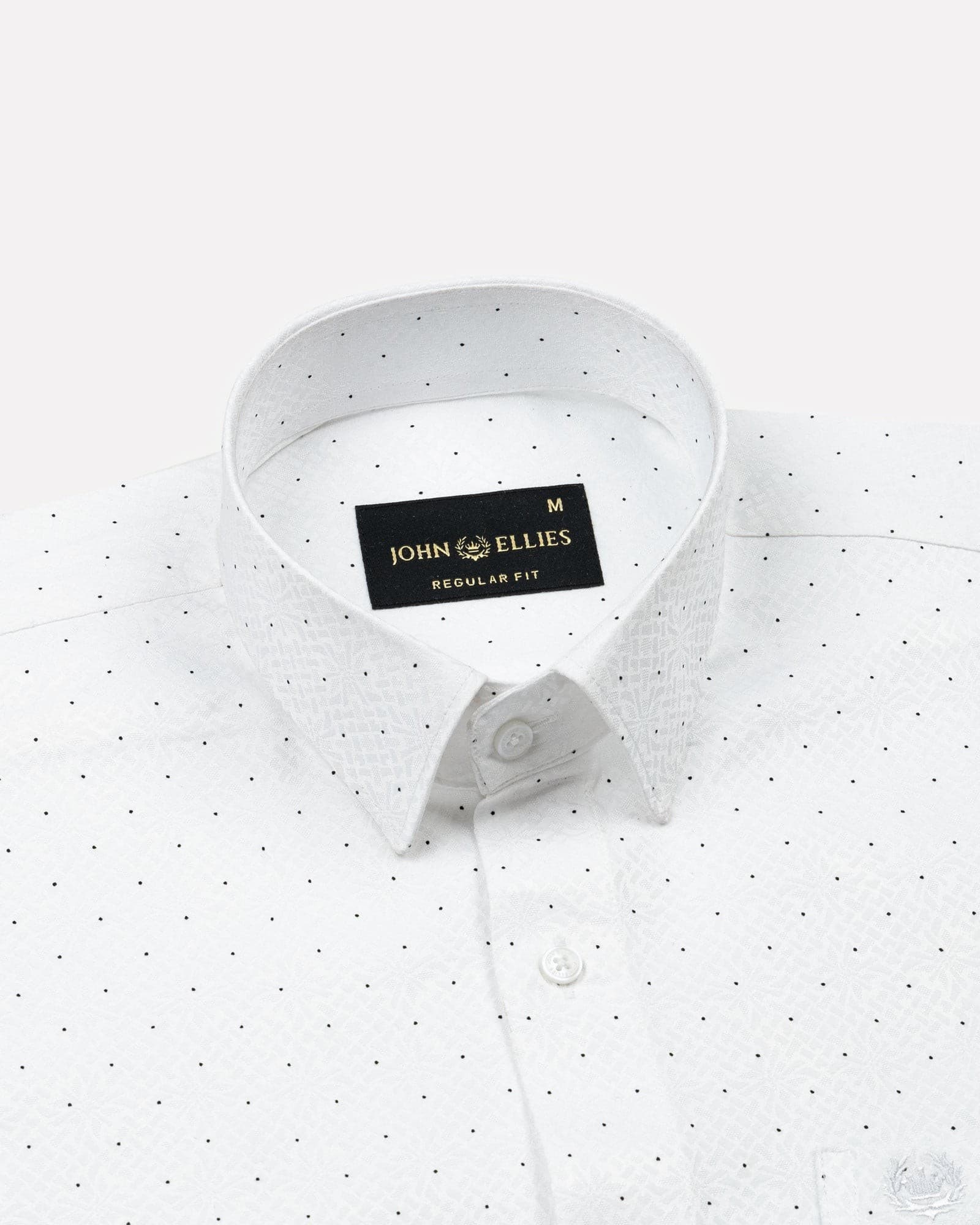 Luwan White Printed Dobby Cotton Shirt