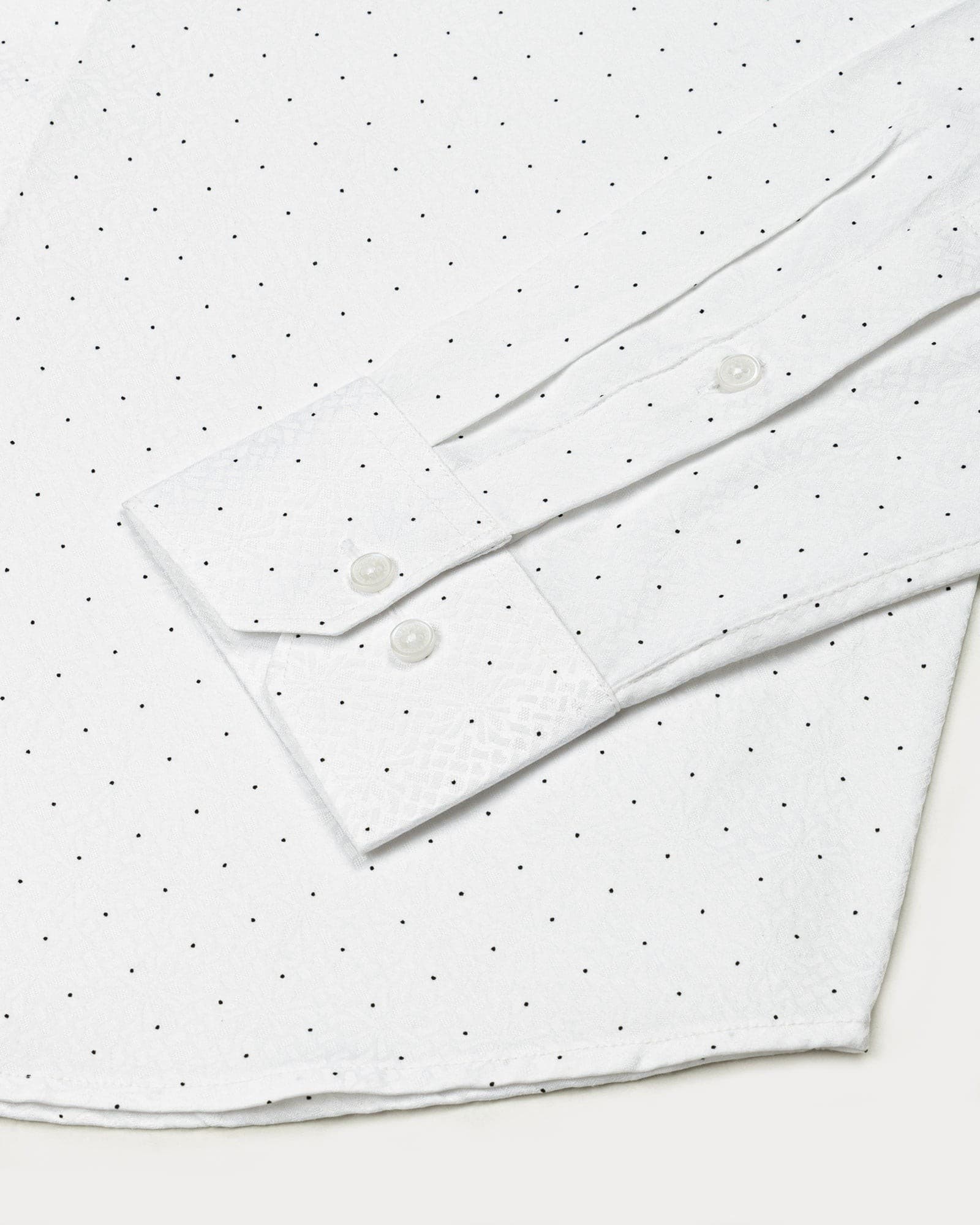 Luwan White Printed Dobby Cotton Shirt