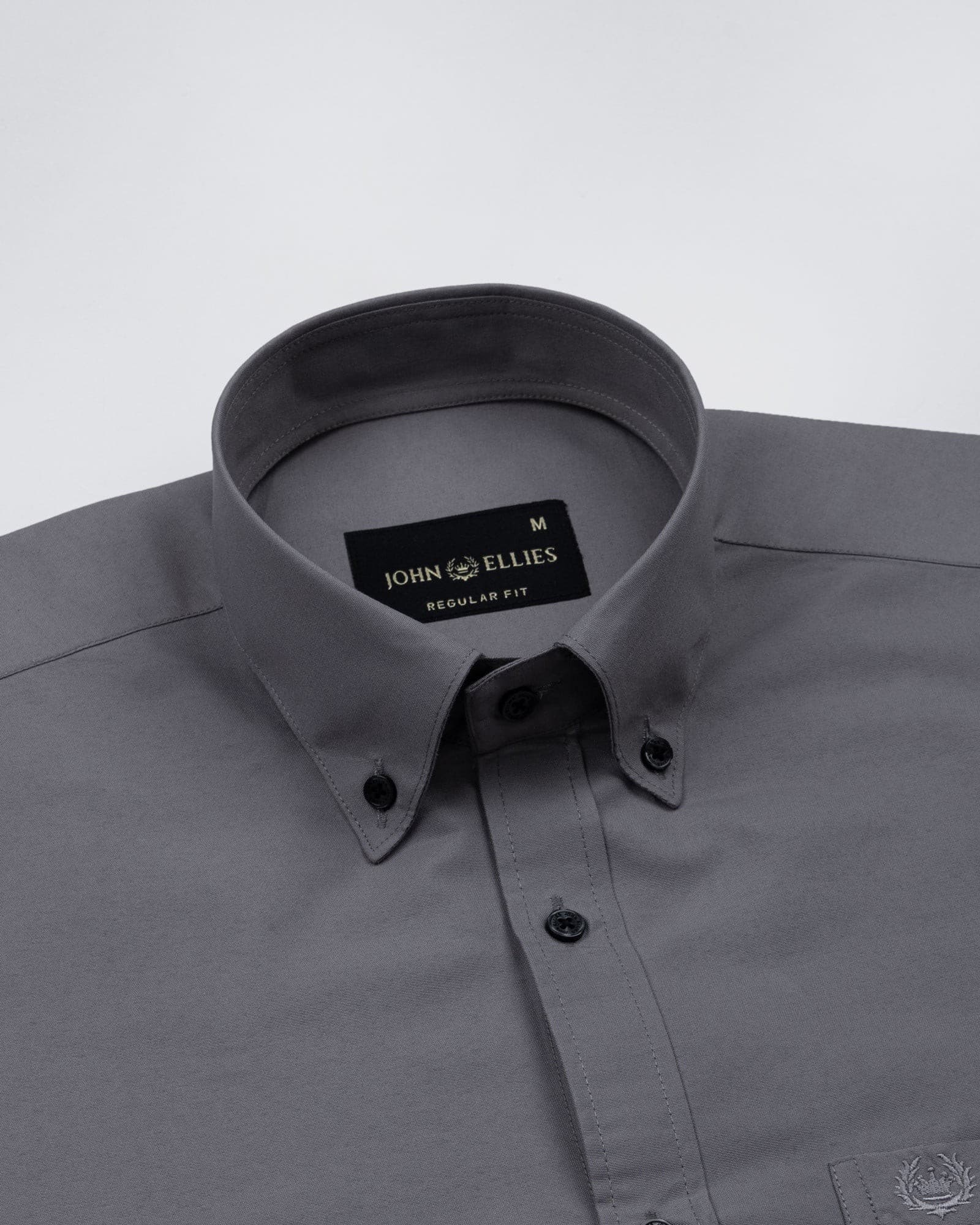 Monza Silver Plain Button Down Polyester Shirt