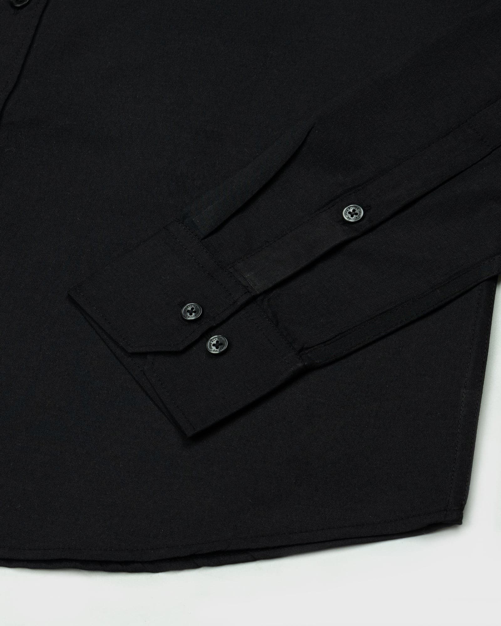 Monza Black Plain Button Down Polyester Shirt