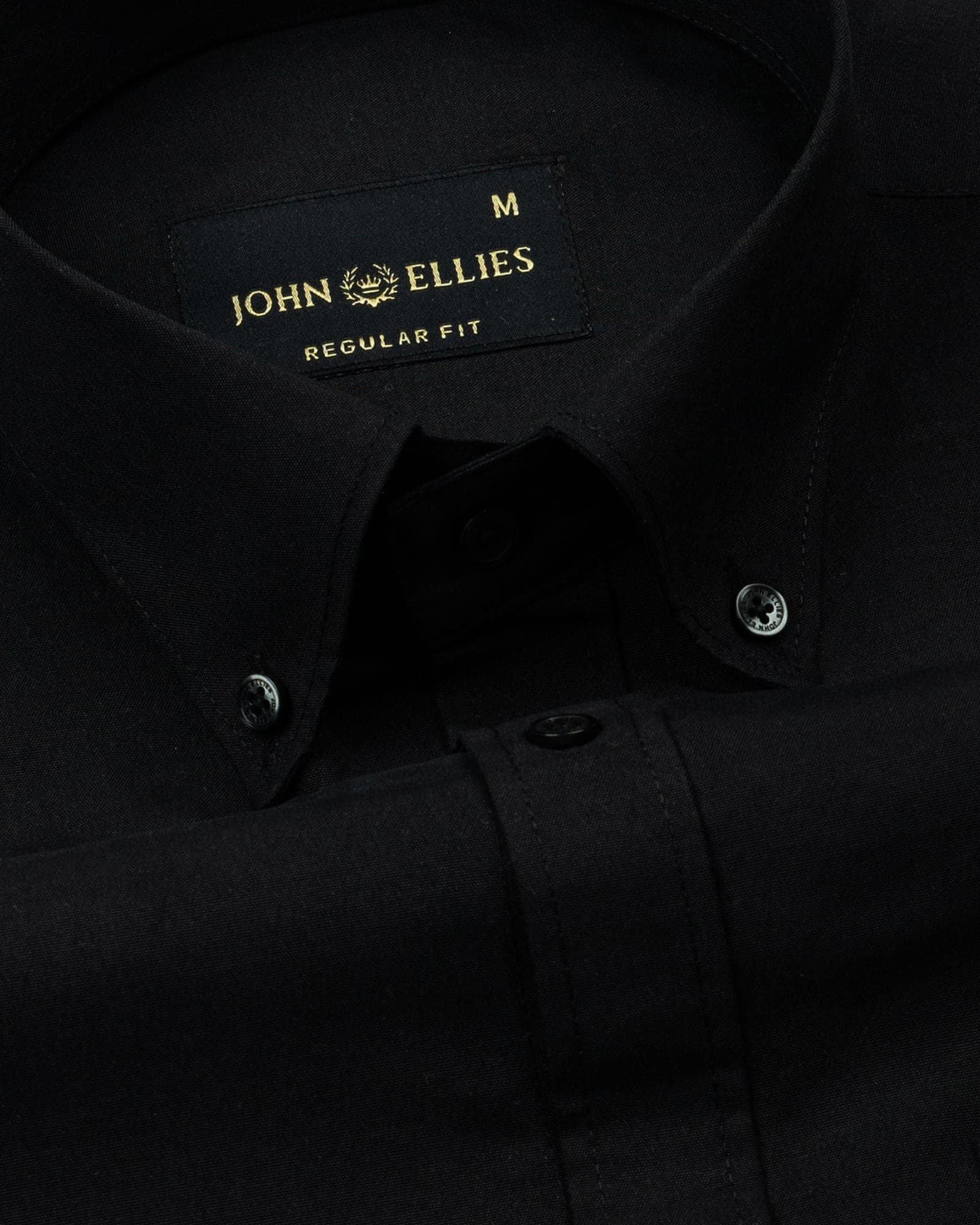 Monza Black Plain Button Down Polyester Shirt