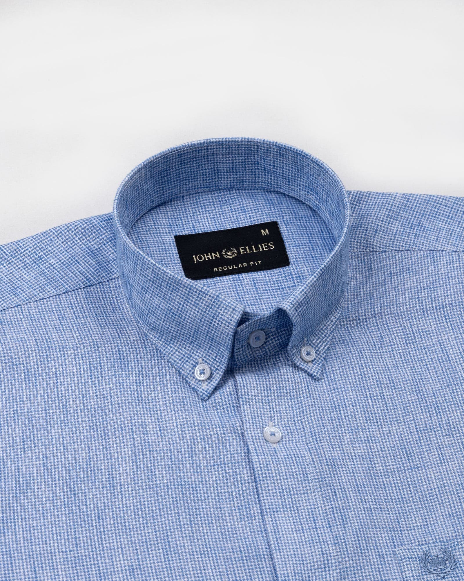 Parcore Blue Check Button Down Linen Cotton Shirt