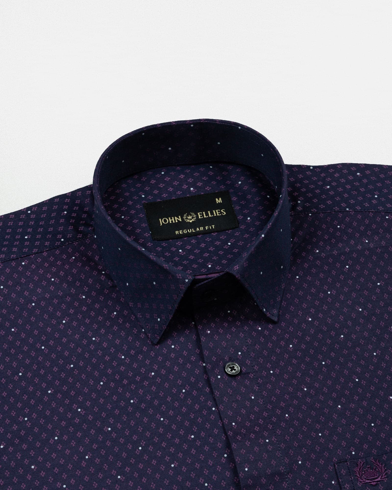 Luwan Purple Printed Dobby Cotton Shirt