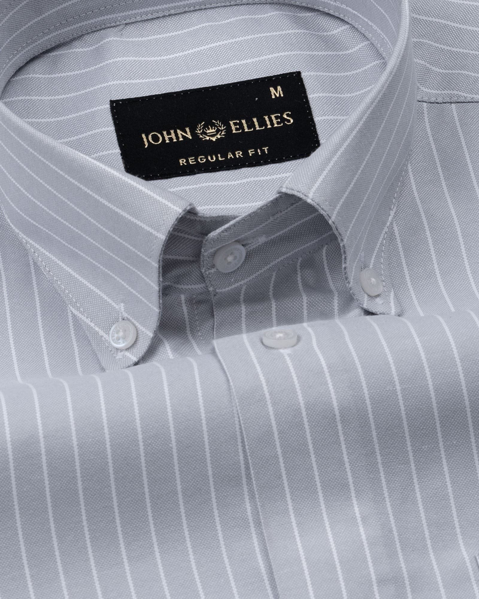 Seashel Silver Stripe Button Down Oxford Cotton Shirt