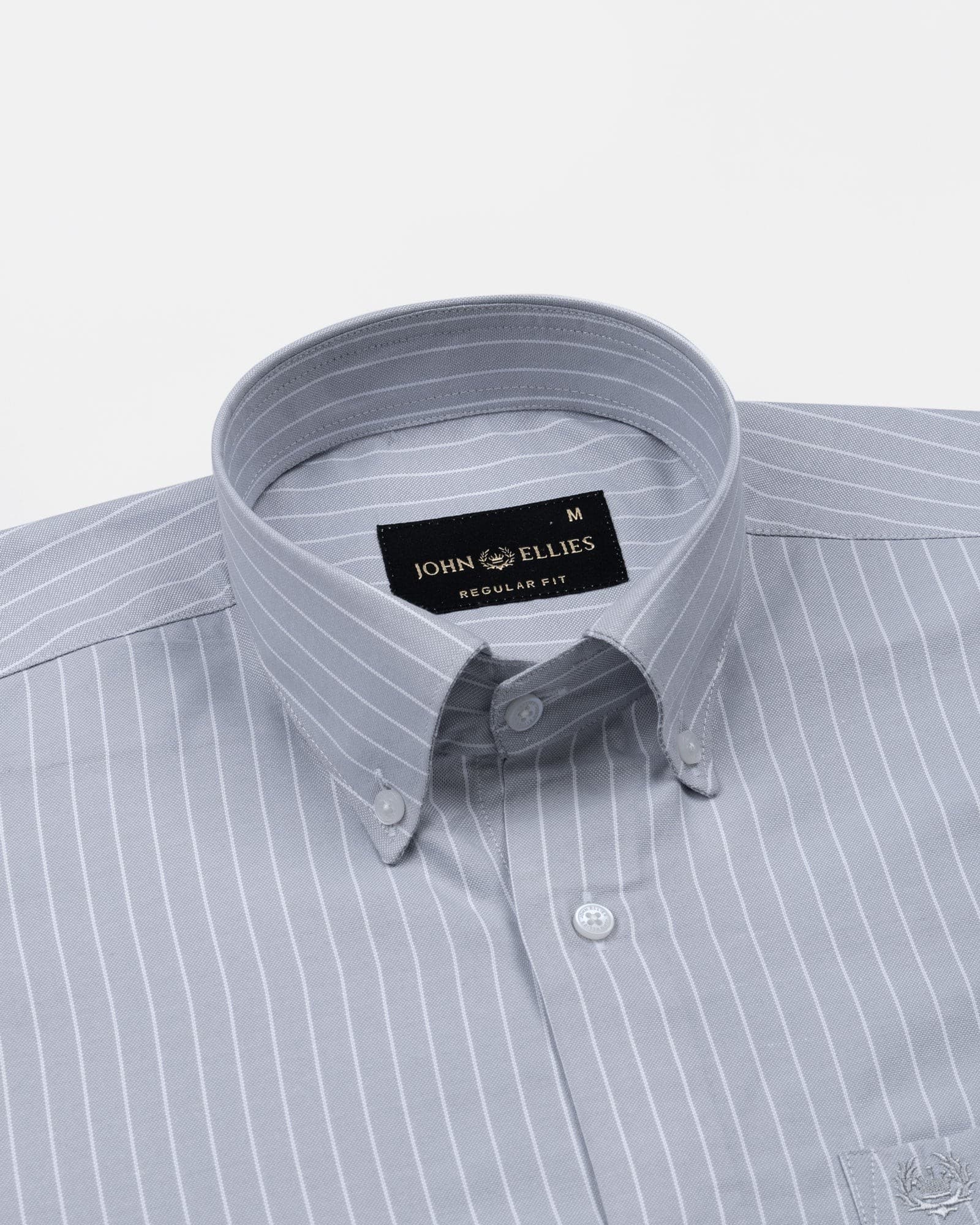 Seashel Silver Stripe Button Down Oxford Cotton Shirt