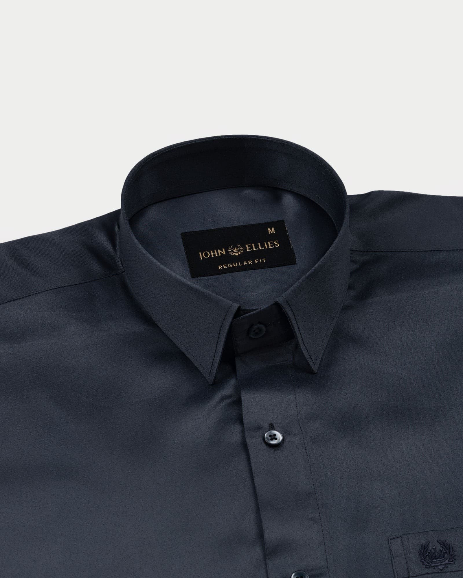 Wilson Charcoal Grey Plain Satin Shirt