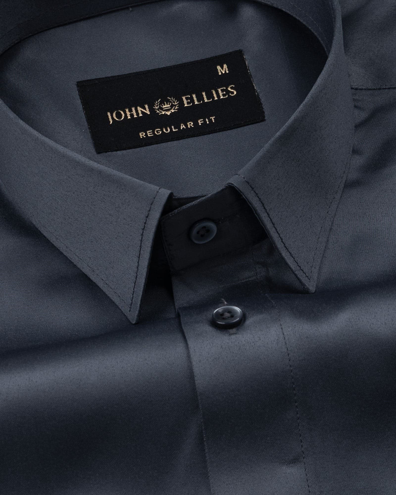Wilson Charcoal Grey Plain Satin Shirt