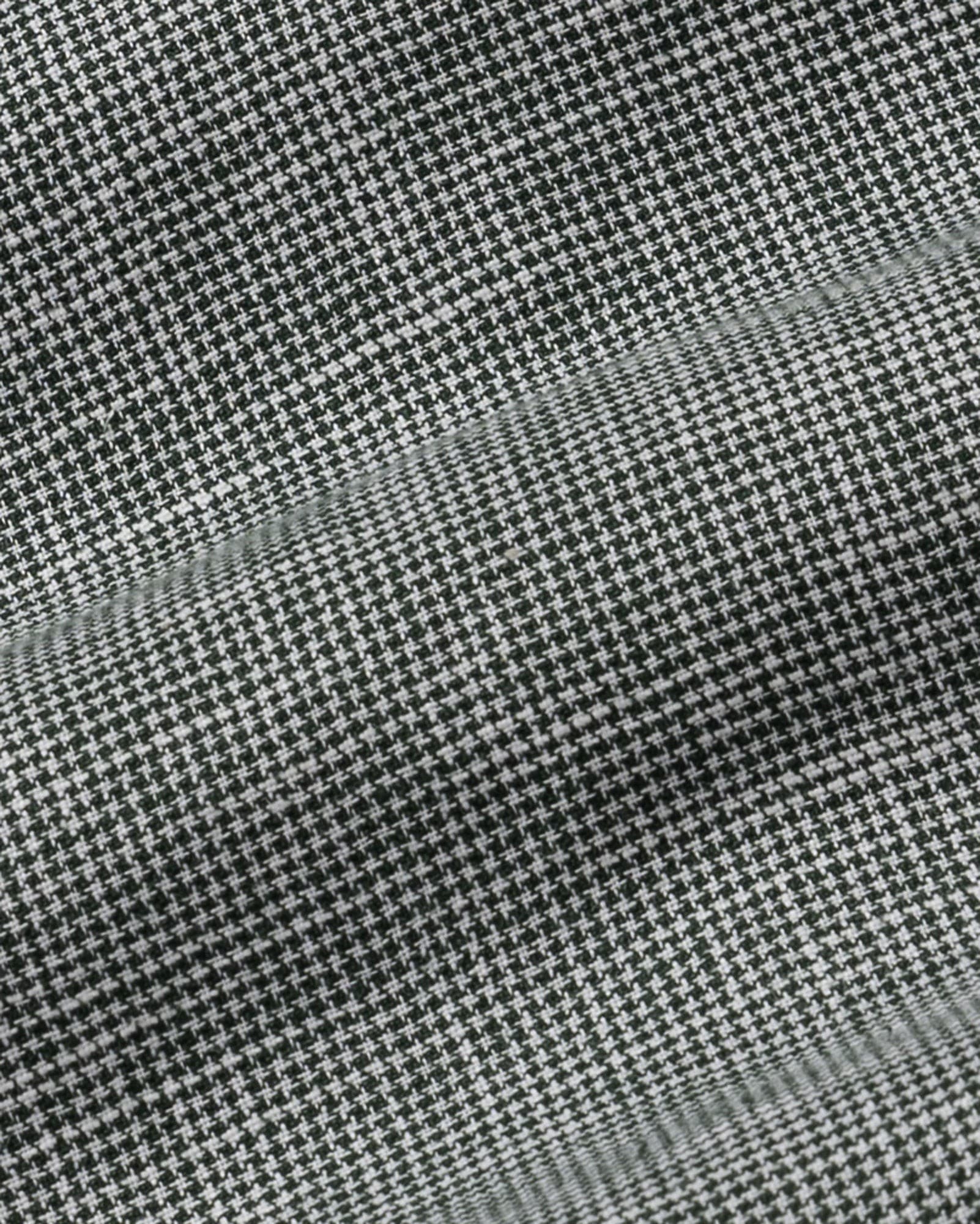 Zinots Green Houndstooth Check Button Down Linen Shirt