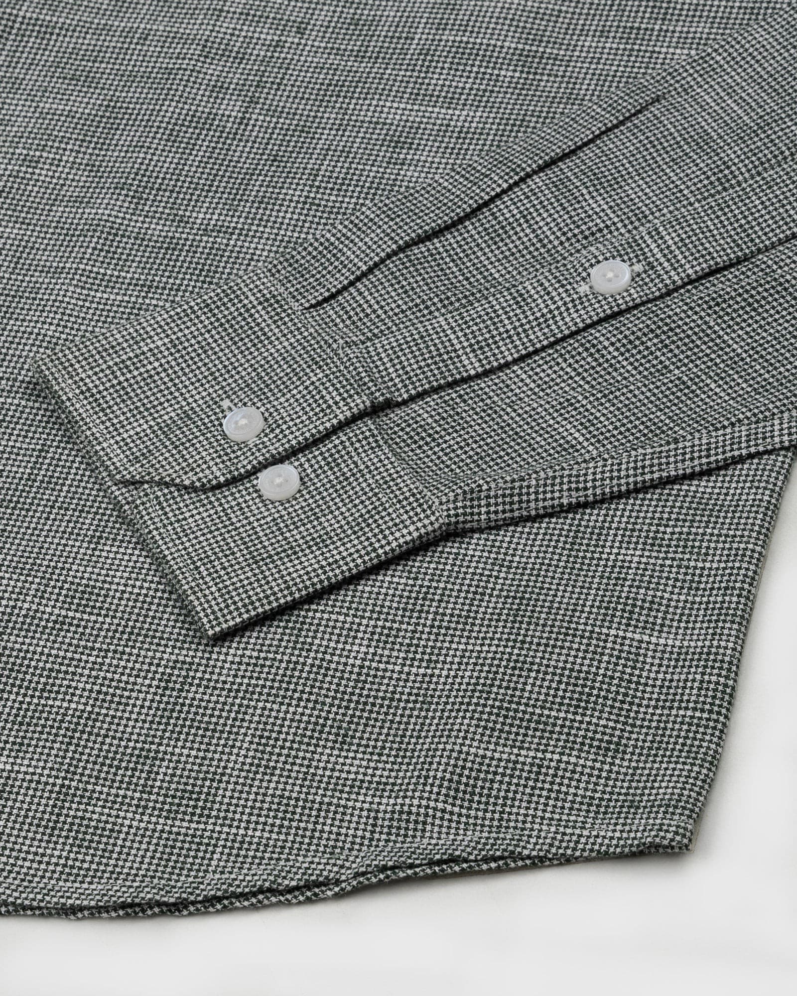 Zinots Green Houndstooth Check Button Down Linen Shirt