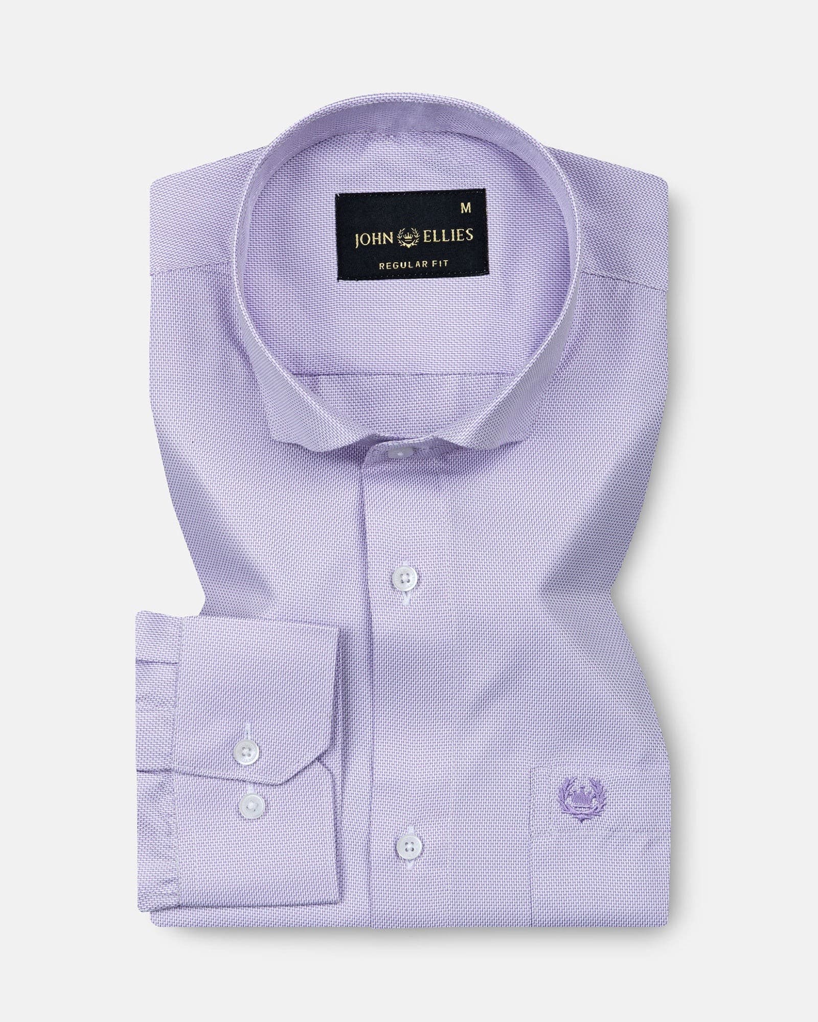 Marcell Lavender Textured Cutaway Cotton Shirt