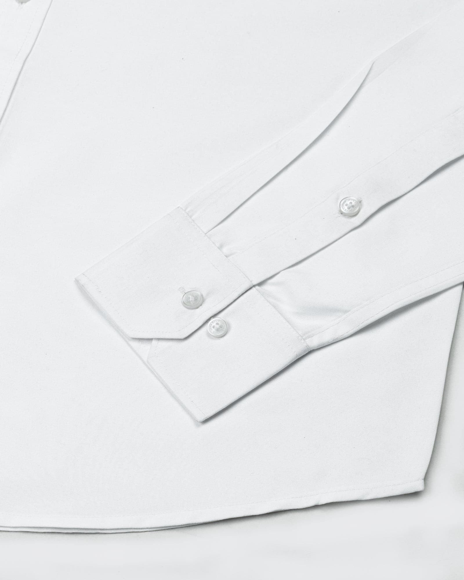 Monza White Plain Button Down Polyester Shirt